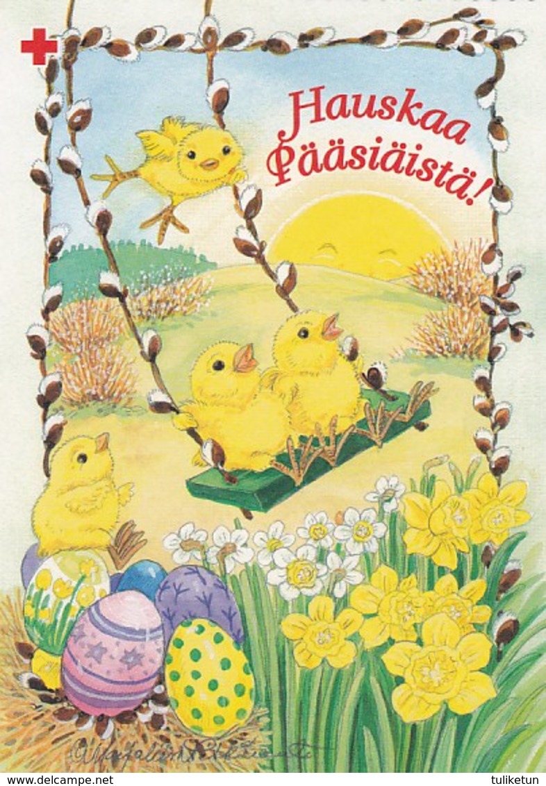 Postal Stationery - Chicks Having Fun - Eggs - Happy Easter - Red Cross 1998 - Suomi Finland - Postage Paid - Entiers Postaux