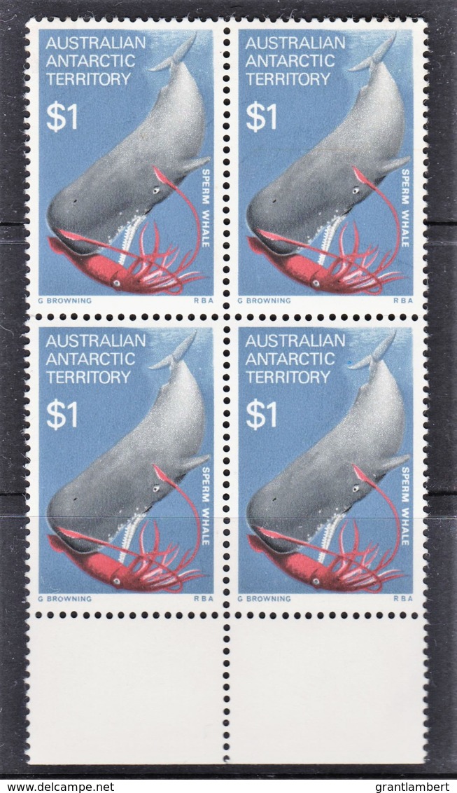 Australian Antarctic 1973 Food Chain $1 Sperm Whale Block Of 4 MNH - Unused Stamps