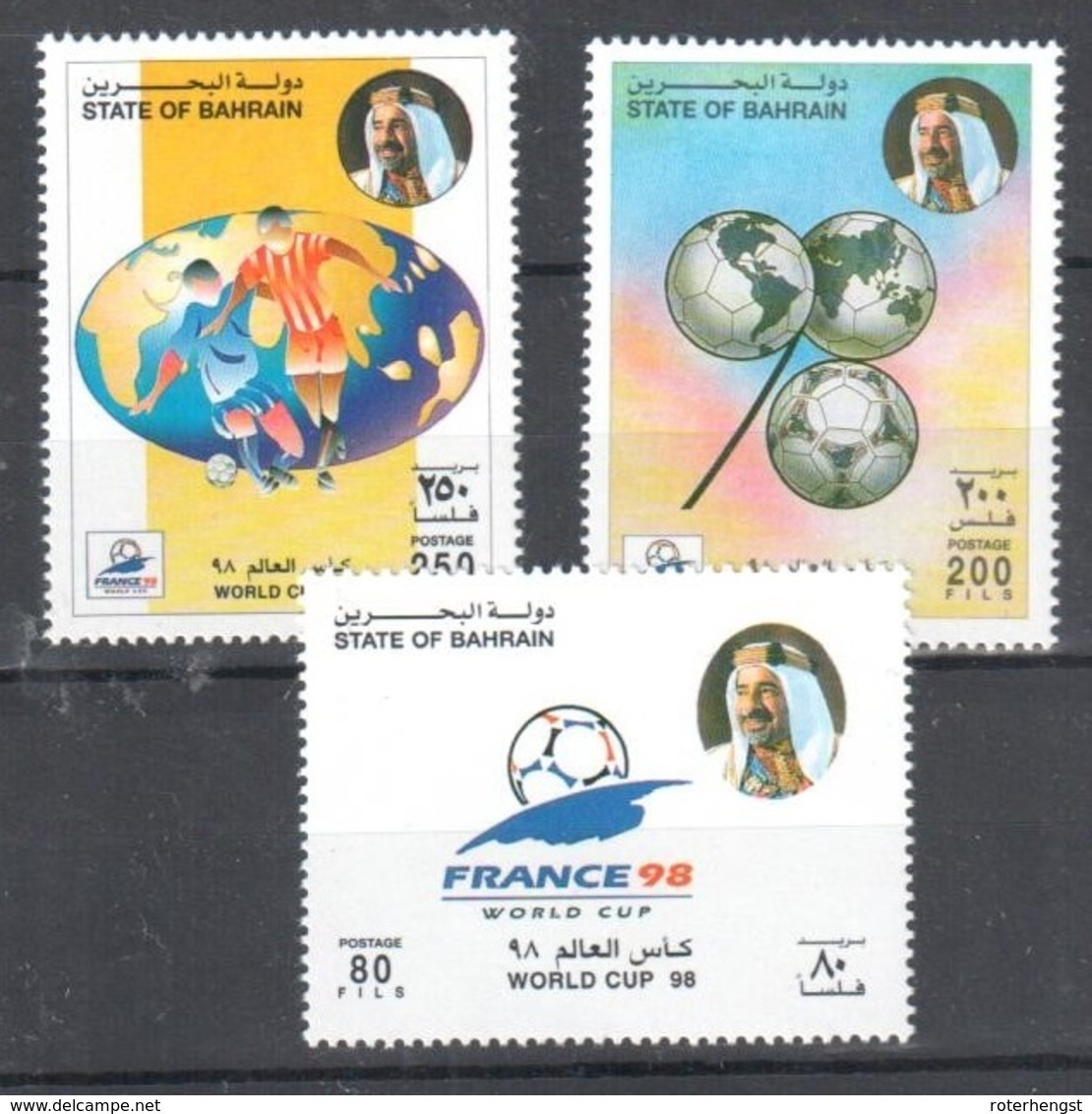 Bahrain Mnh ** 1998 Complete Set Football Worldcup Cat 5 Euros - Bahrain (1965-...)