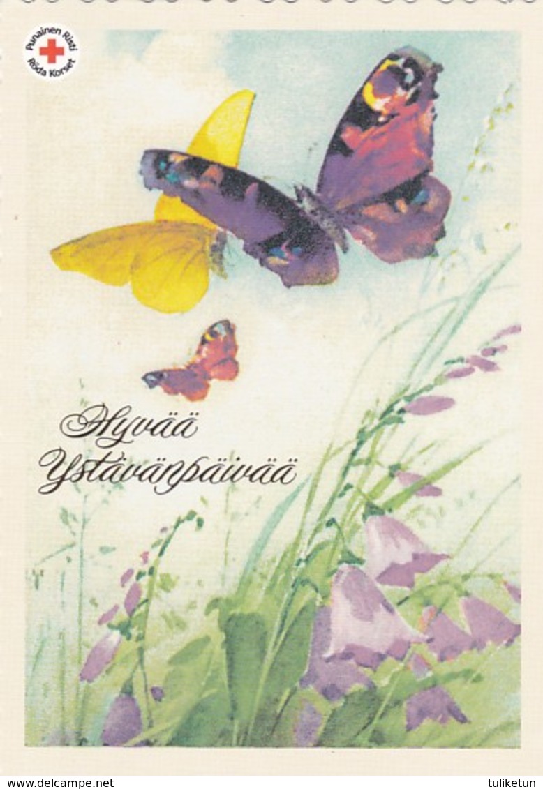 Postal Stationery - Butterflies Flying - Summer Meadow - Red Cross - Suomi Finland - Postage Paid - Postal Stationery