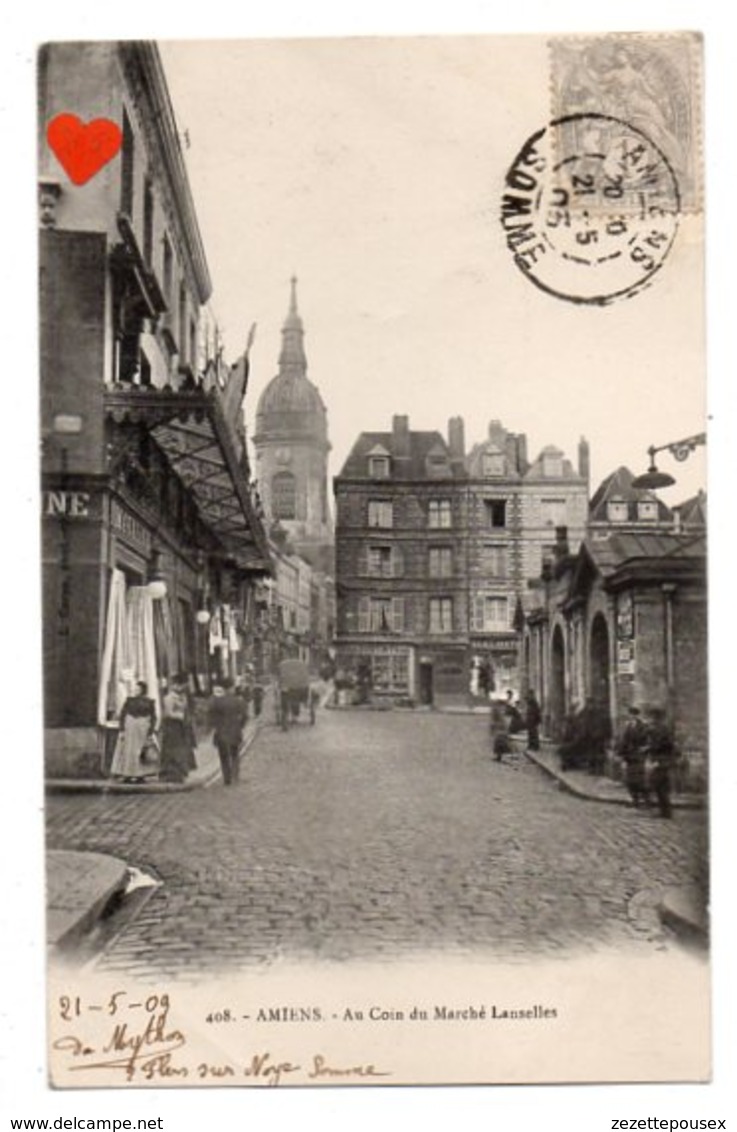 33796-ZE-80-AMIENS-Au Coin Du Marché Lanselles-------------animée-attelage-commerces - Amiens