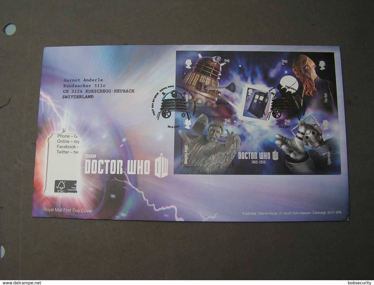 GB FDC  2013  Dr. WHO - 2011-2020 Decimal Issues