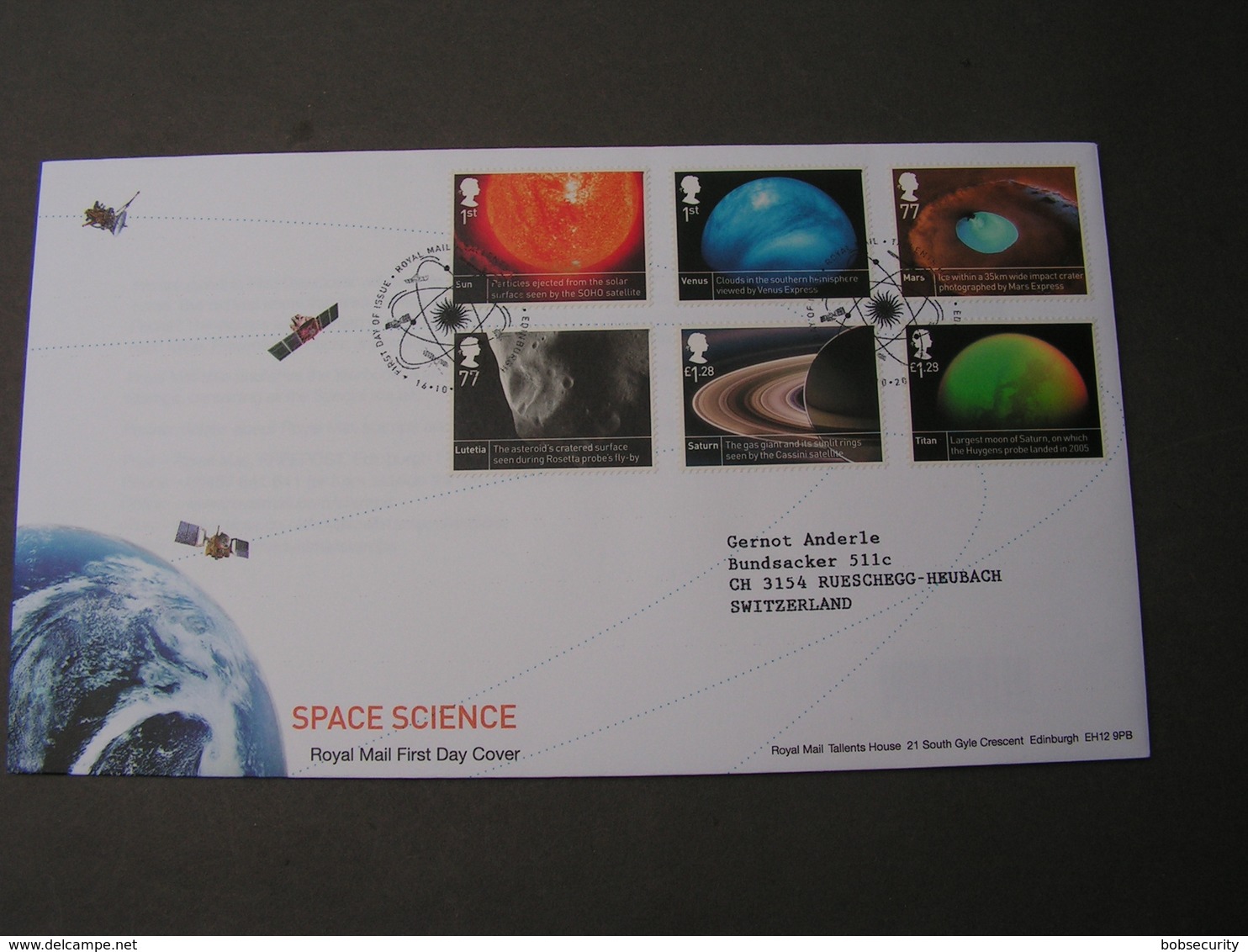 GB FDC  Space Science - 2011-2020 Dezimalausgaben