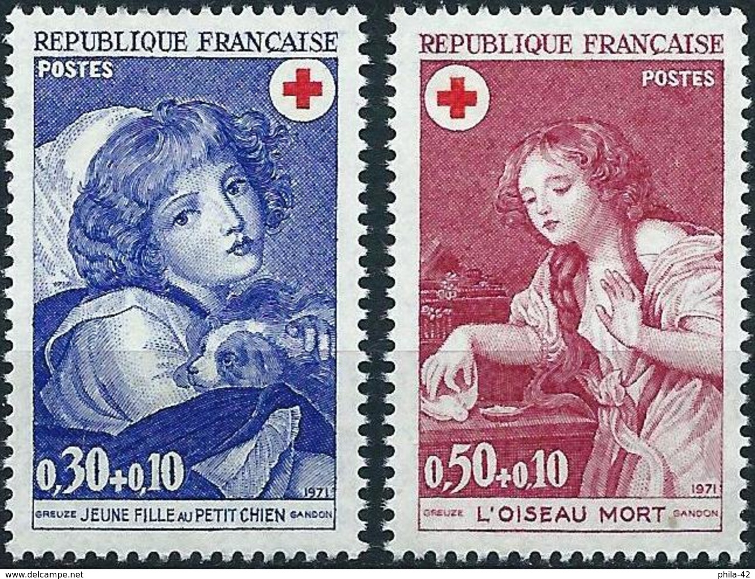 France 1971 - Mi 1777/78 - YT 1700/01  ( Red-Cross : Paintings By Greuze ) MNH ** - Ungebraucht