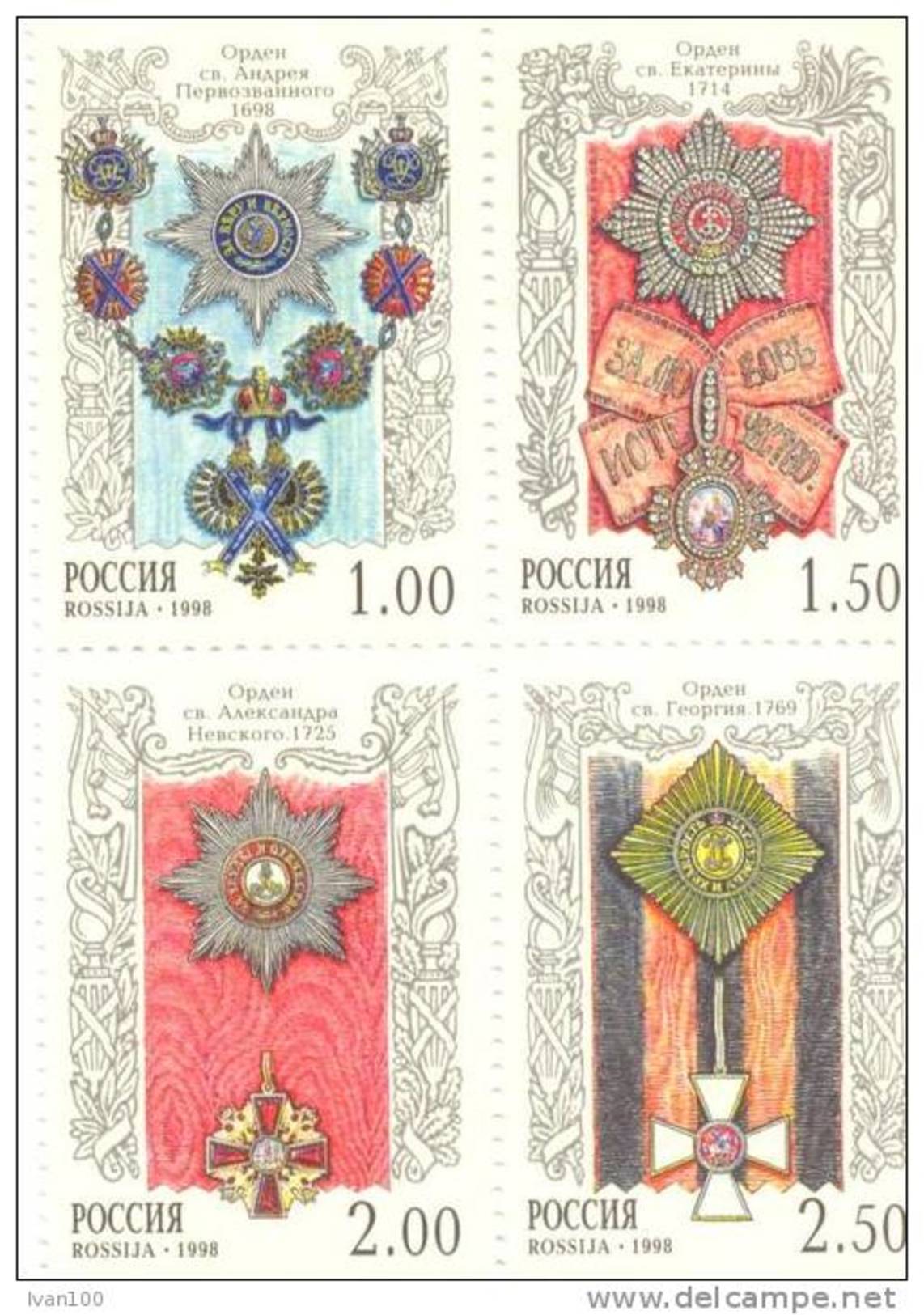 1998. Russia, State Orders Of Russia, 4v Mint/** - Nuovi