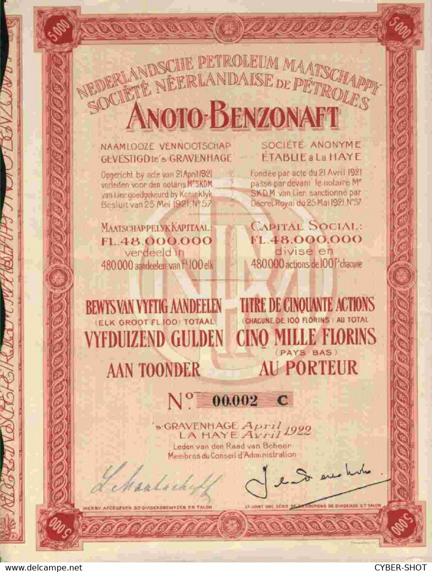 SOCIETE NEERLANDAISE DE PETROLES ANOTO BENZONAFT 5000 (ROYAL DUTCH (FRANCE) - Oil