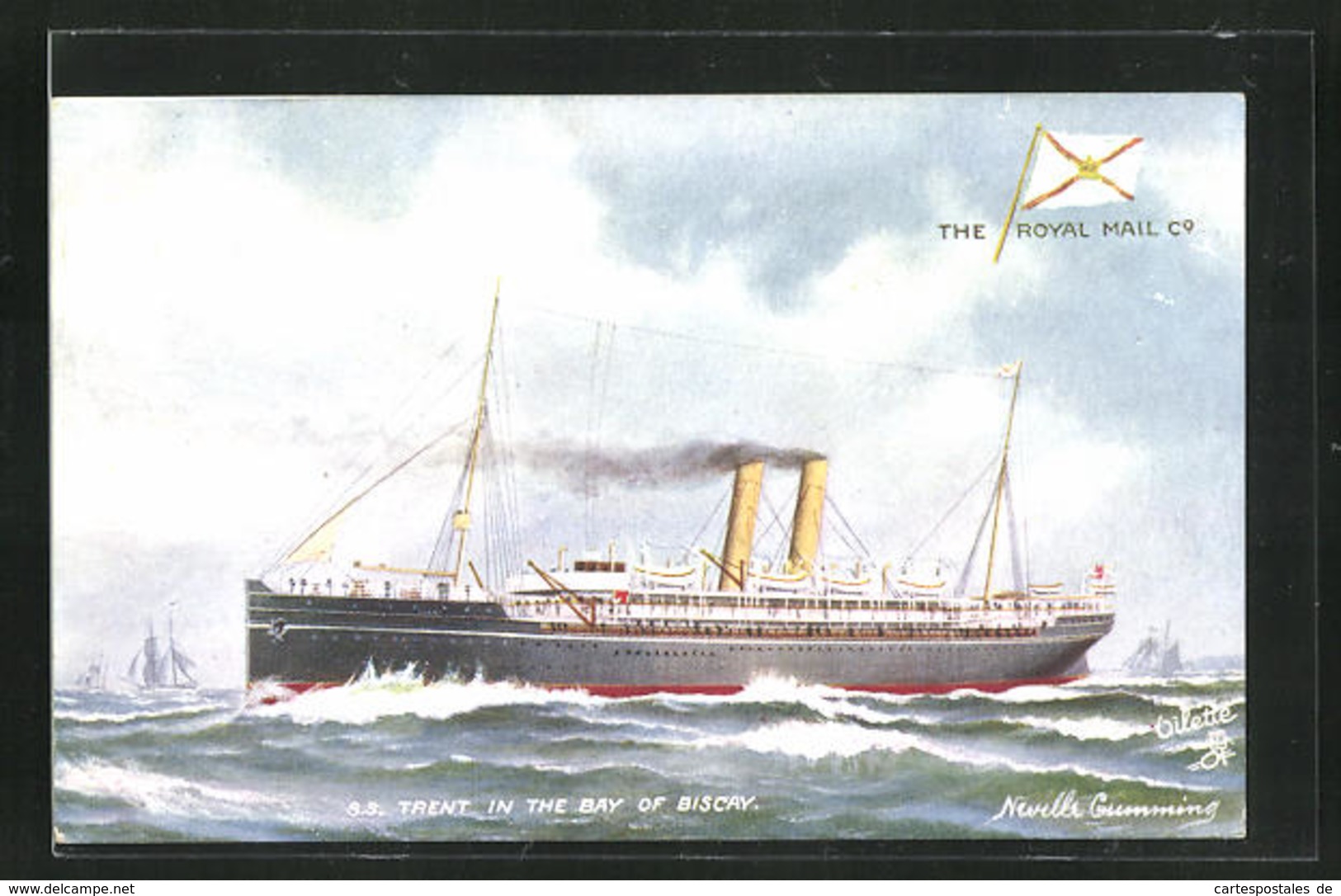 AK Biscay, Passagierschiff S. S. Tent Vor Der Küste, Flagge - Dampfer