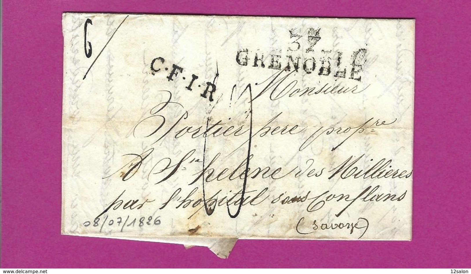 FRANCE Lettre De GRENOBLE ISERE 1826 - 1801-1848: Précurseurs XIX