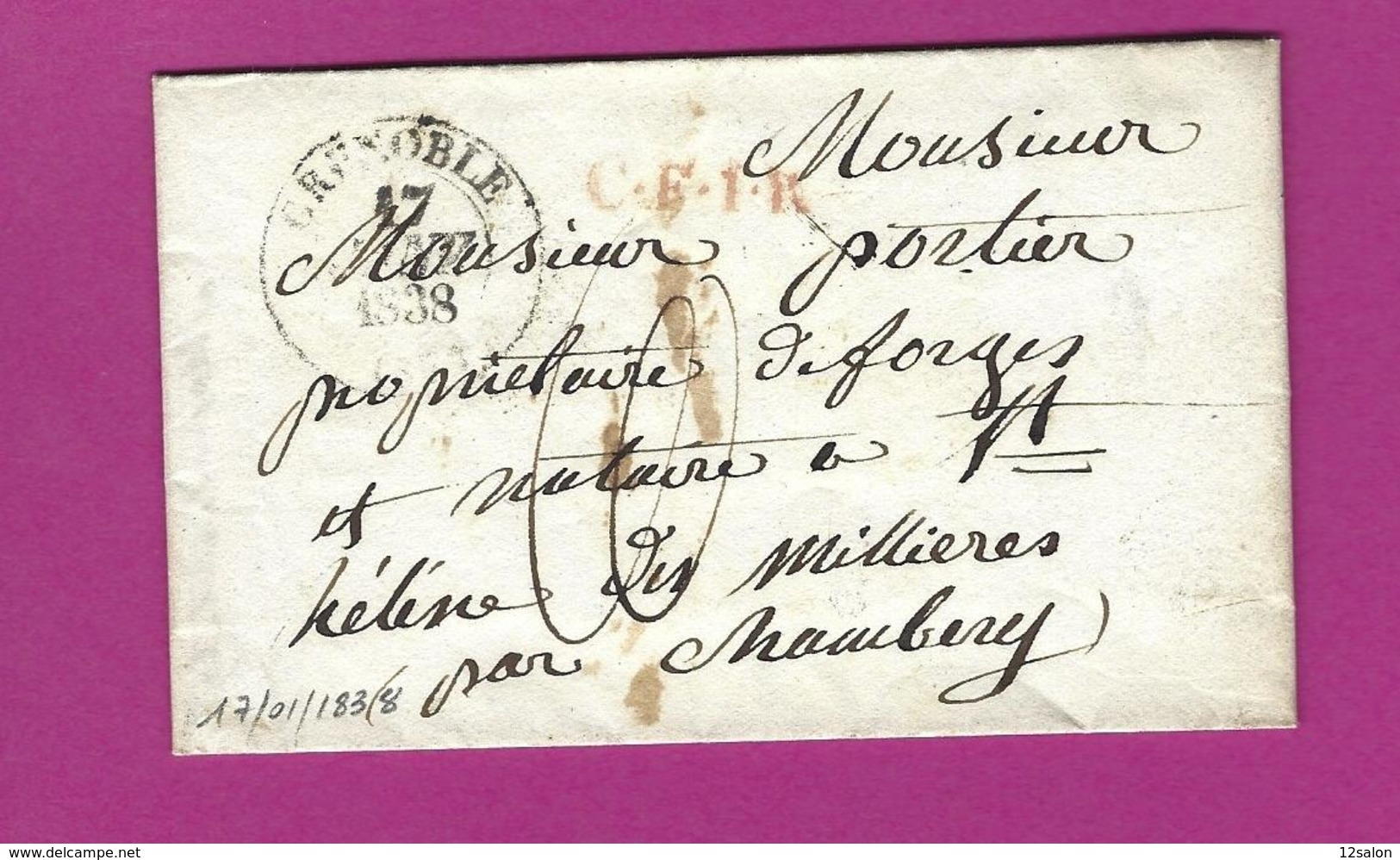 FRANCE Lettre De GRENOBLE ISERE 1838 - 1801-1848: Precursors XIX