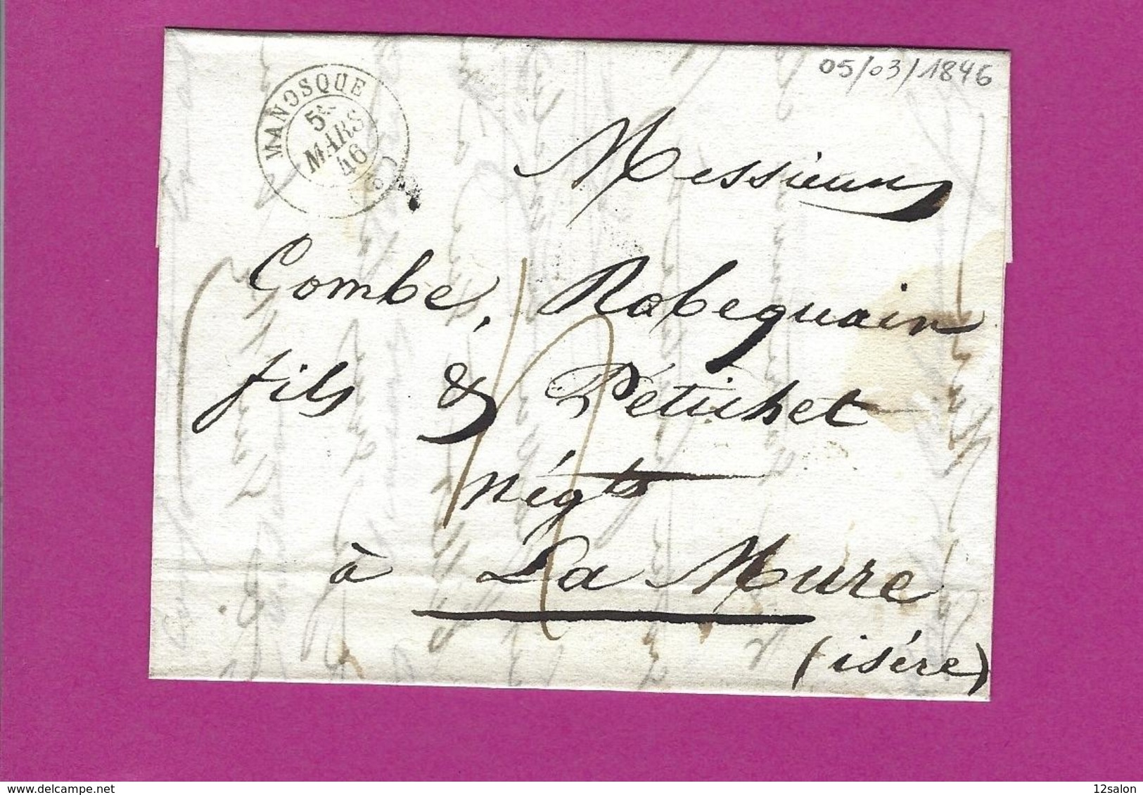 FRANCE Lettre De MANOSQUE BASSES ALPES 1846 - 1801-1848: Précurseurs XIX