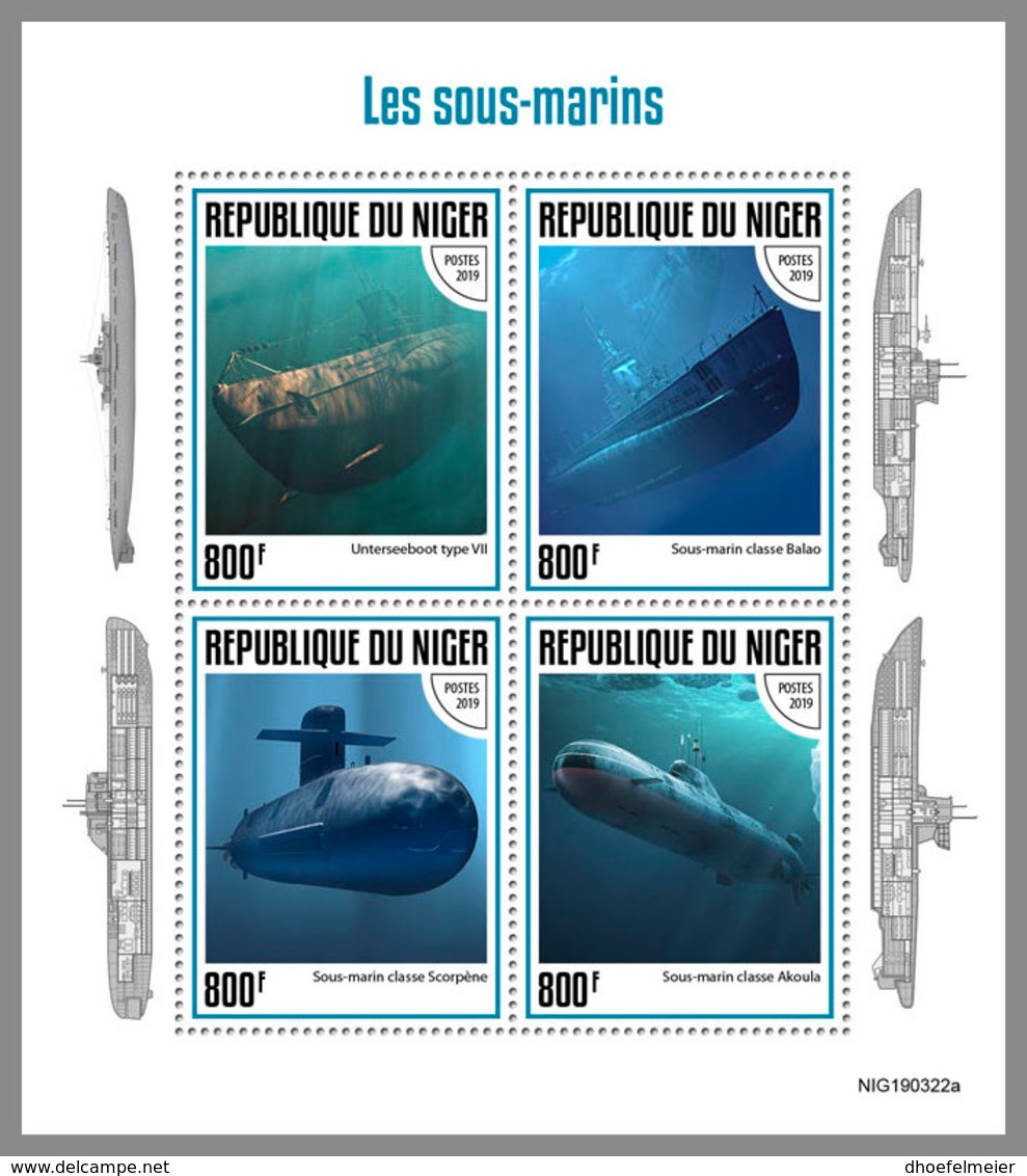 NIGER 2019 MNH Submarines U-Boote Sous-marins M/S - IMPERFORATED - DH1932 - Submarines