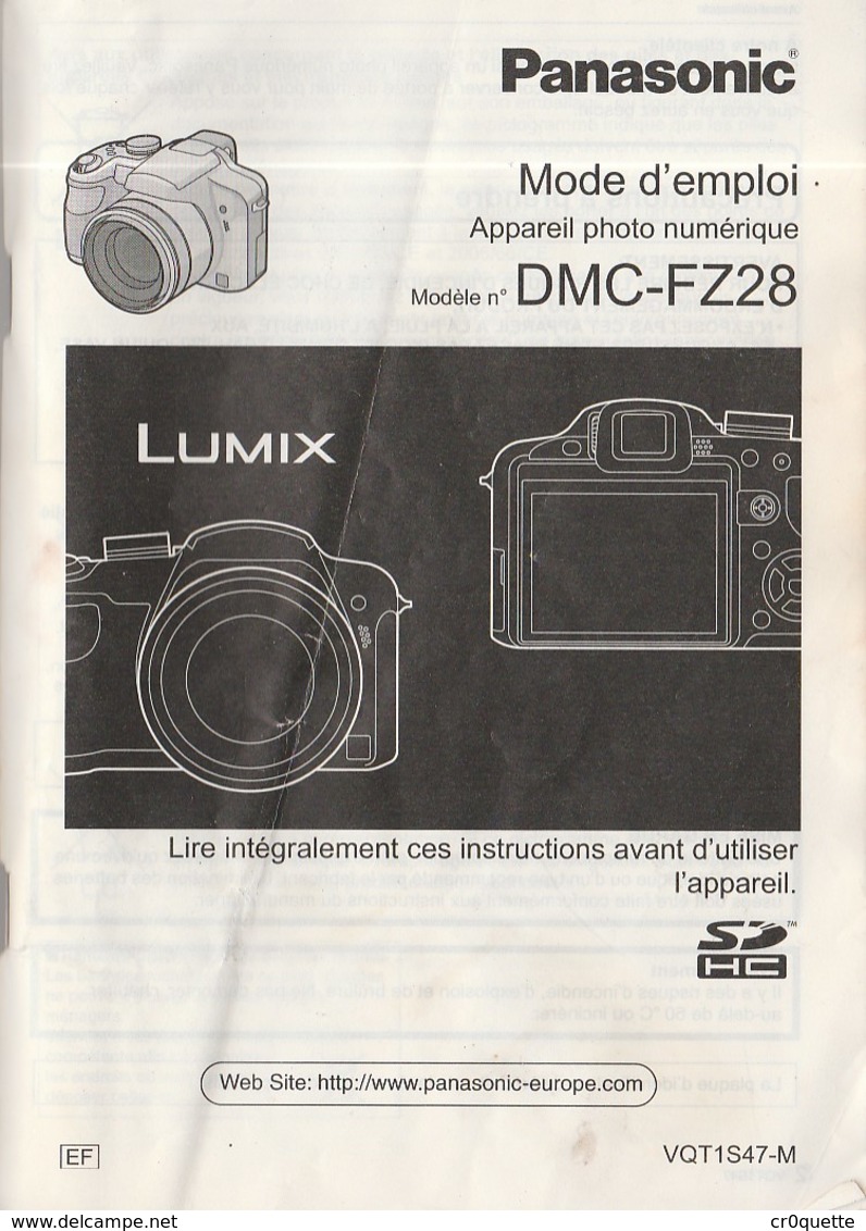 PHOTOGRAPHIE PANASONIC LUMIX DMC FZ28 - MANUEL UTILISATION (en Français) - Matériel & Accessoires