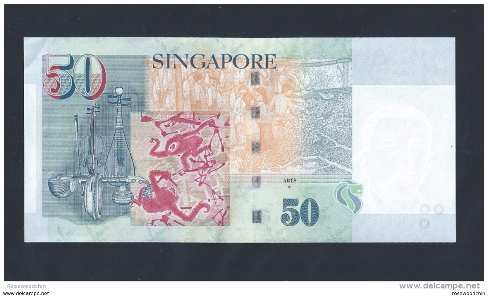 Singapore $50 Dollars Portrait Series Lucky Number Banknote 5DG909900 (#90) AU - Singapour