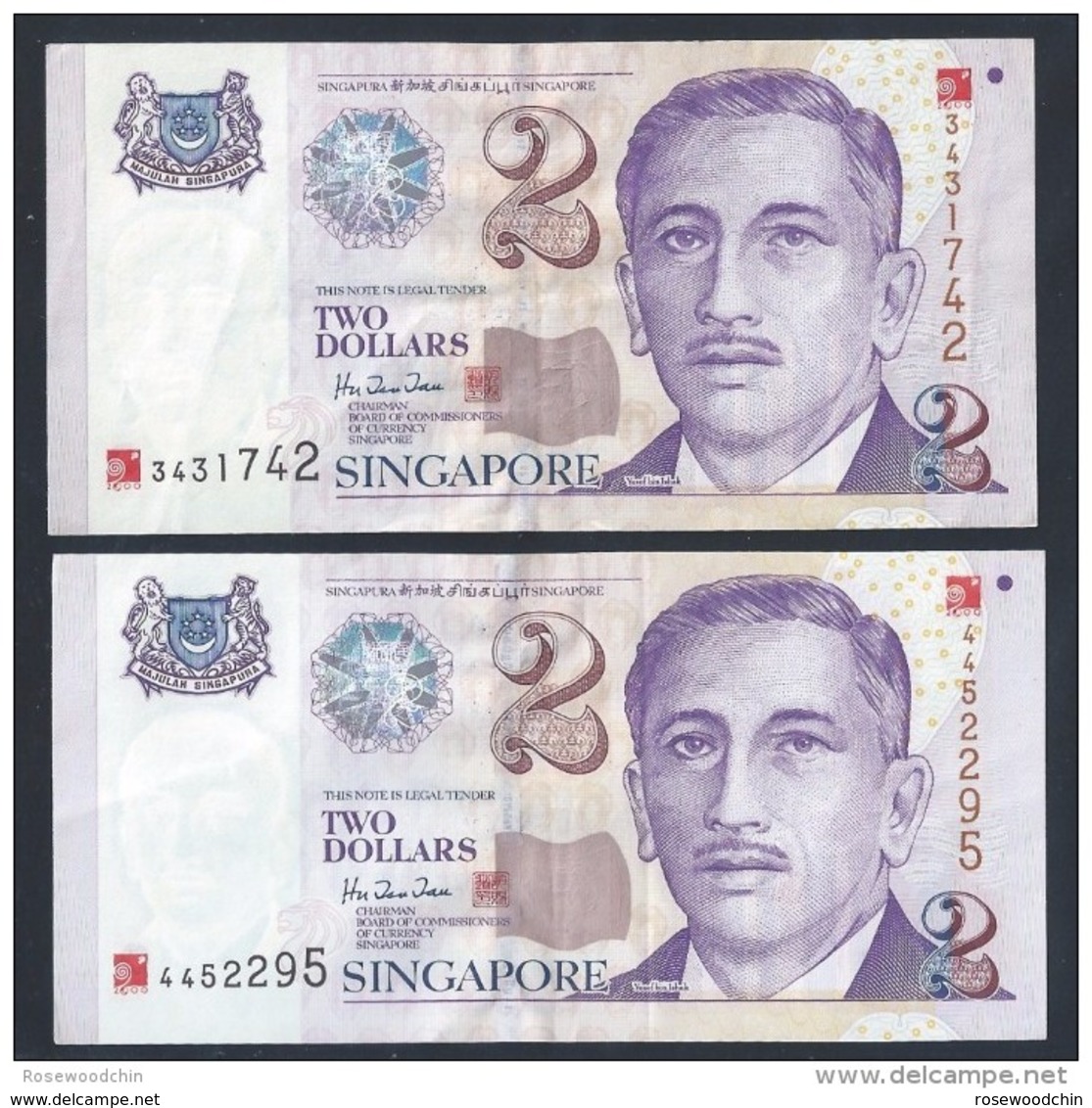 Singapore $2 X 2 Pcs Millennium 2000 Banknote Paper Money Very Fine (#89) - Singapore
