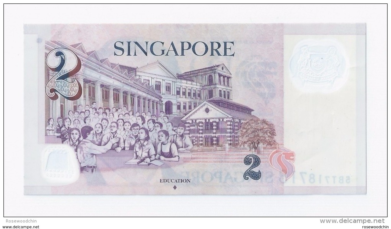 Singapore $2 Portrait Series Banknote Money Repeater Lucky Number 5BT 718718  (#81) - Singapour