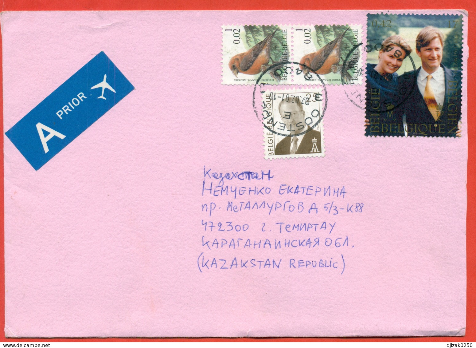 Belgium 2001.The Envelope Passed The Mail. Airmail. - Covers & Documents