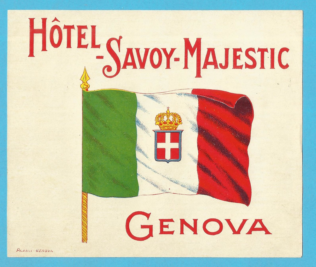 ETIQUETTE HOTEL SAVOY MAJESTIC GENOVA (12.5 X 10.5 Cm) - Etiquettes D'hotels