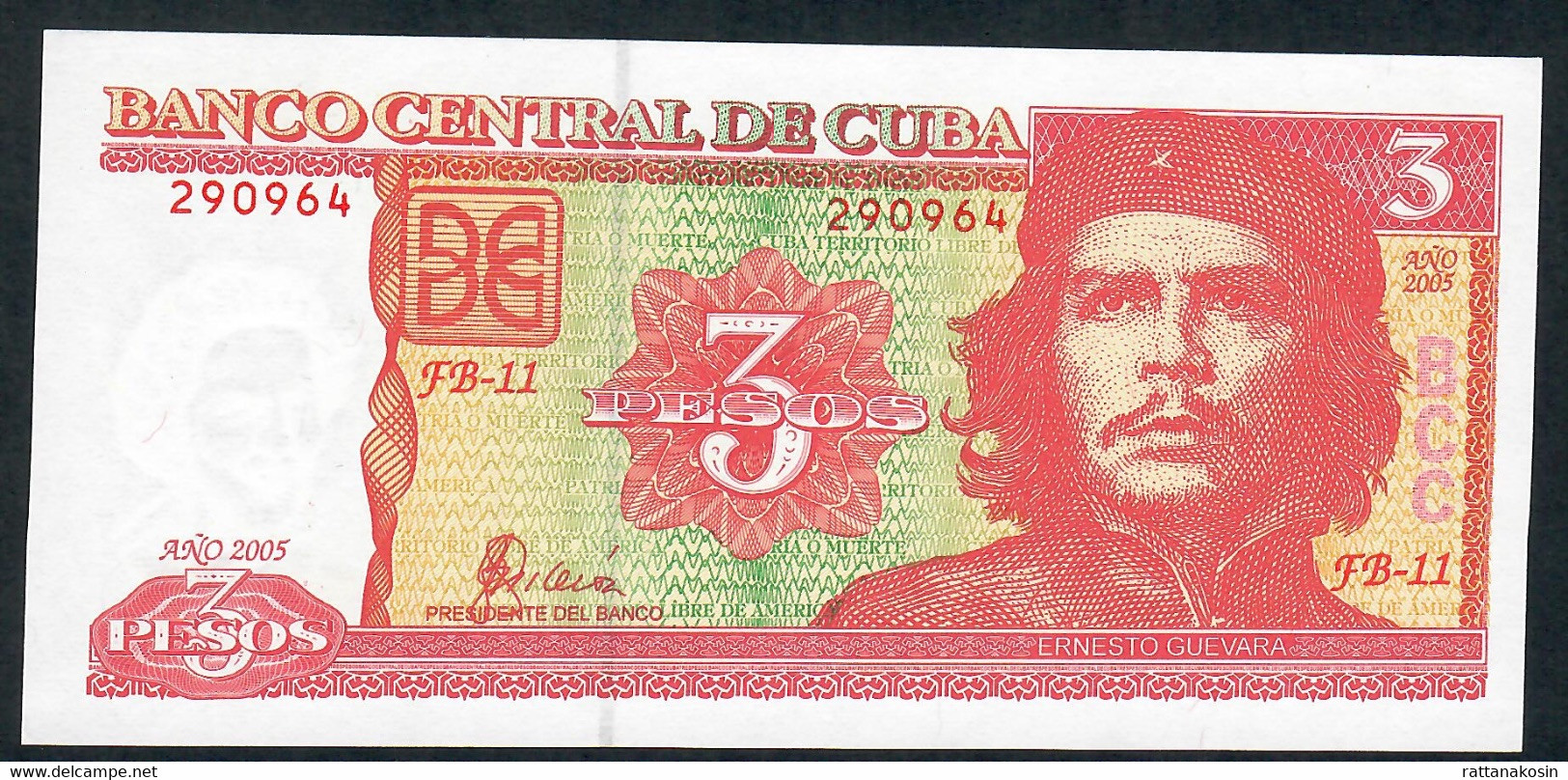 CUBA P127b 3 PESOS 2005 GUEVARA UNC. - Cuba