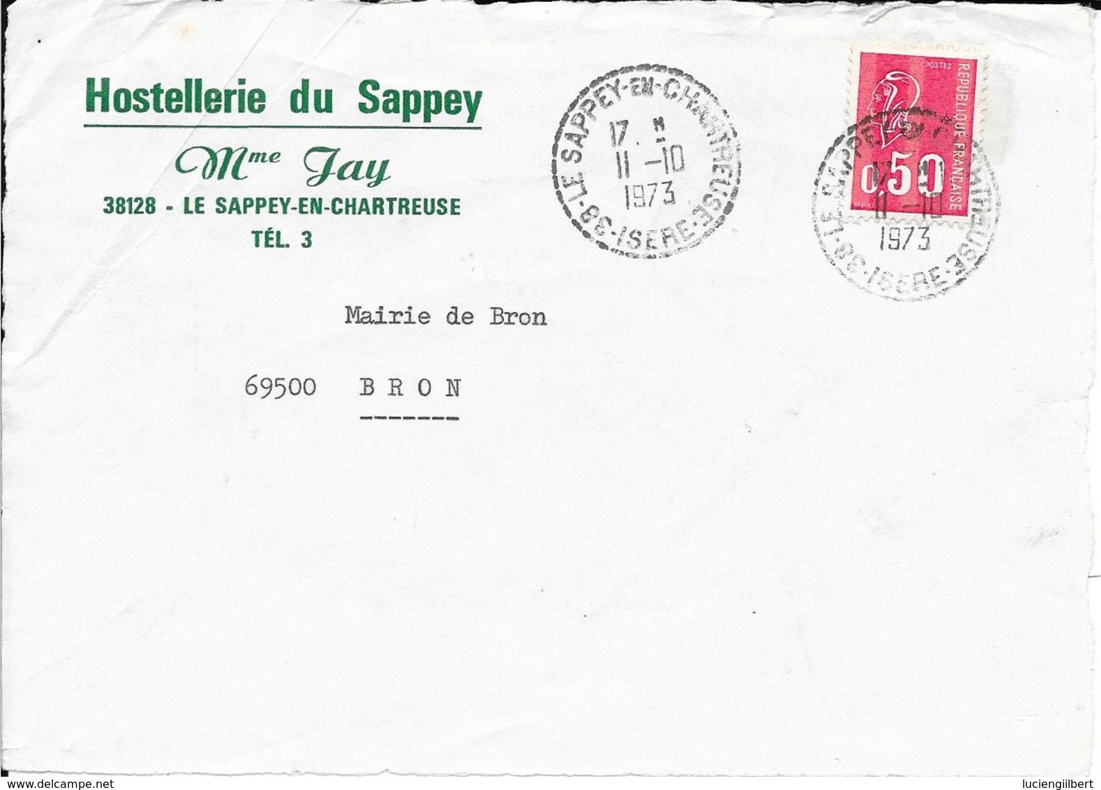 ISERE 38  -  LE SAPEY EN CHARTREUSE  -  CACHET RECETTE DISTRIBUTION RD B9 - 1973  -  CATALOGUE A. LAUTIER - Bolli Manuali
