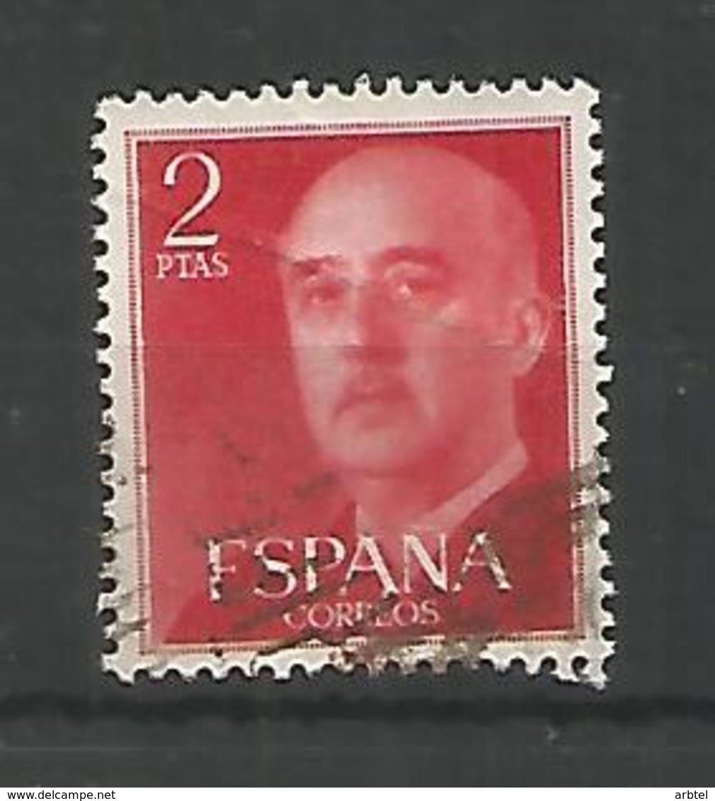 ESPAÑA BASICA FRANCO SELLO 2 PESETAS ROJO - Usados