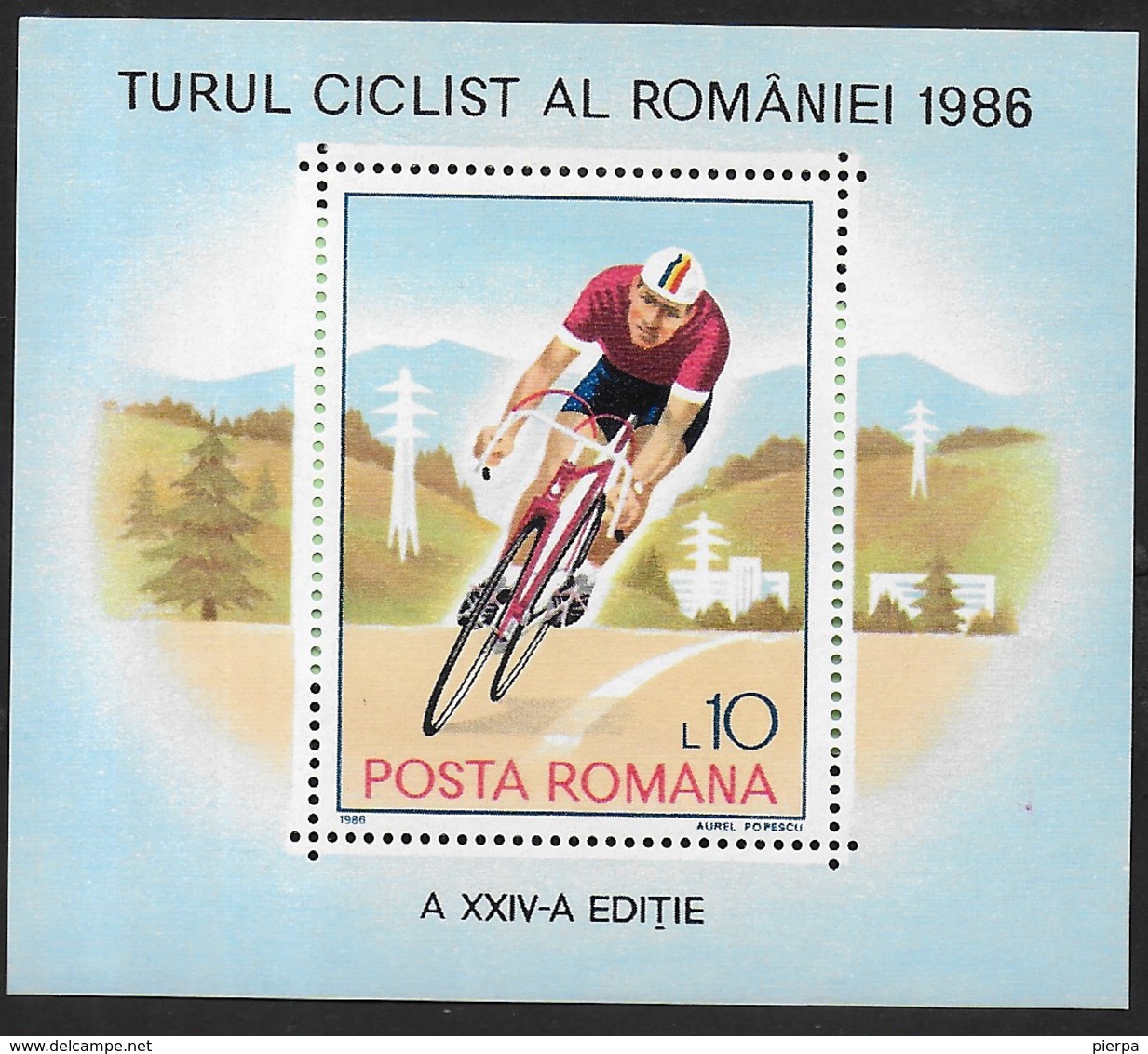 ROMANIA - 1986 - GIRO CICLISTICO DELLA ROMANIA  -  FOGLIETTO NUOVO ** NH (YVERT BF 186- MICHEL 229) - Ciclismo