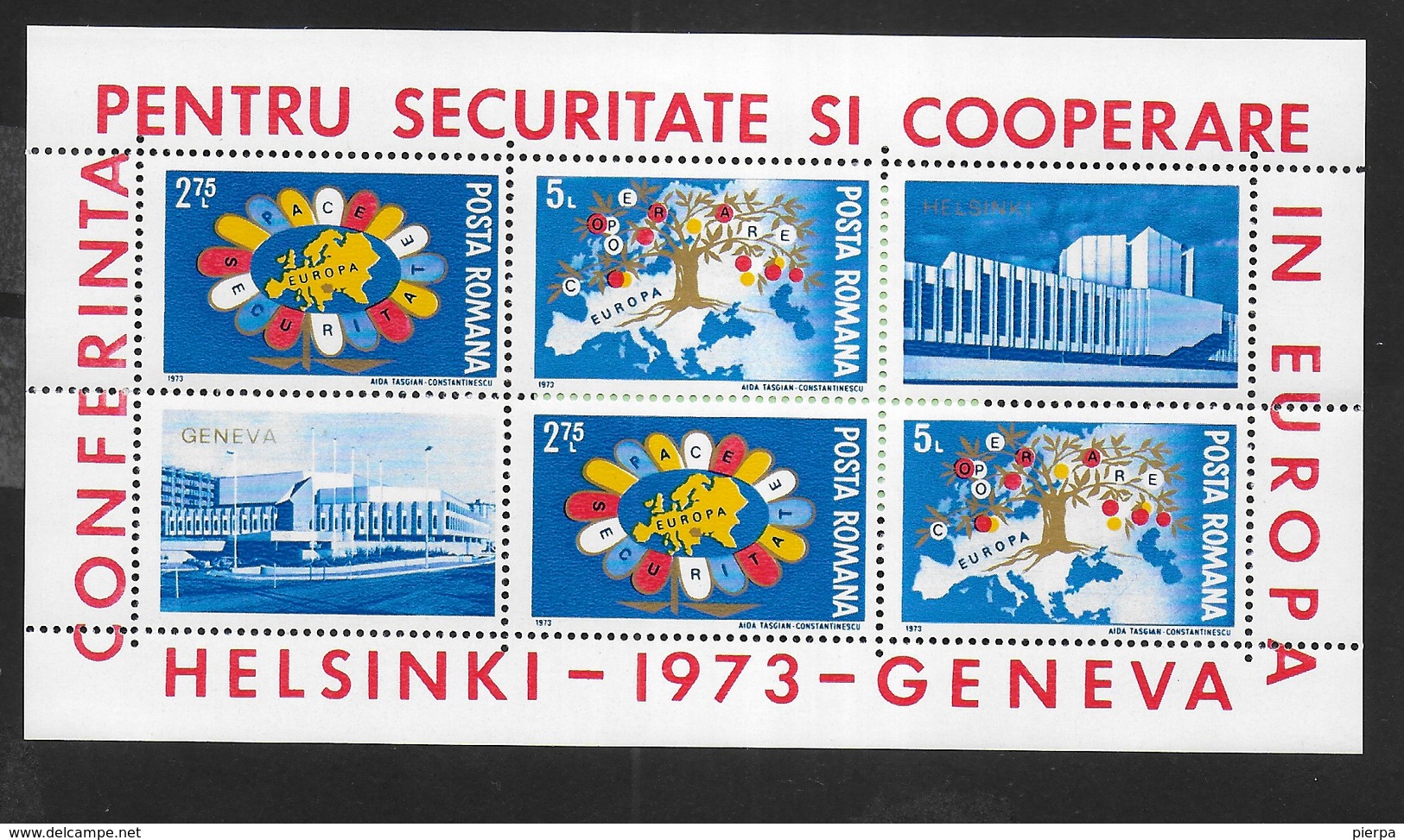 ROMANIA - 1973 - HELSINKI - CONFERENZA EUROPEA SICUREZZA -  FOGLIETTO NUOVO ** NH (YVERT BF 109- MICHEL 108) - Blokken & Velletjes