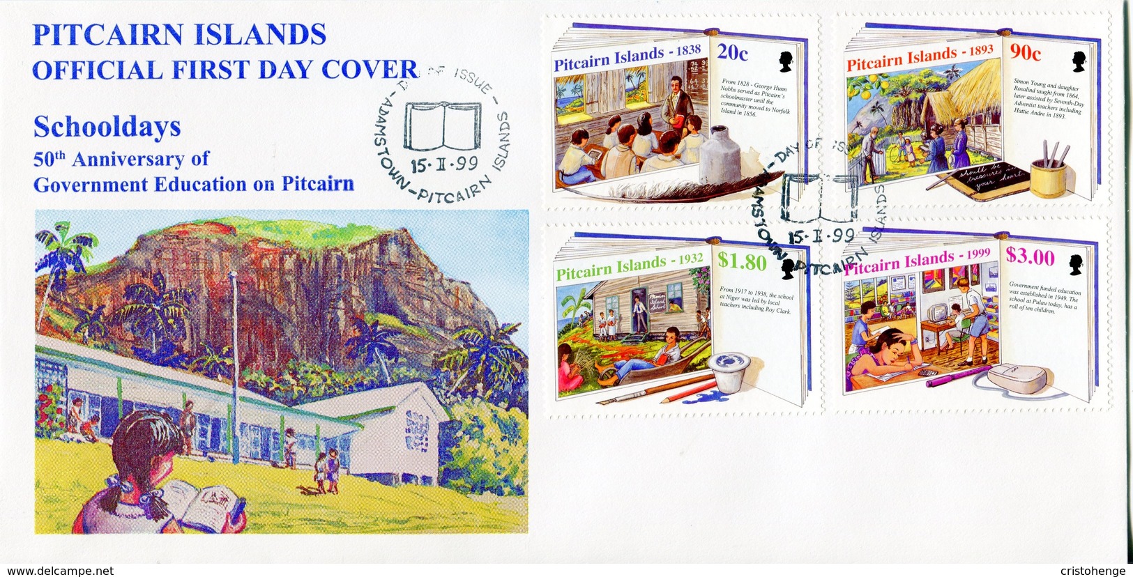 Pitcairn Islands 1999 Development Of Local Education FDC (SG 543-547) - Pitcairn