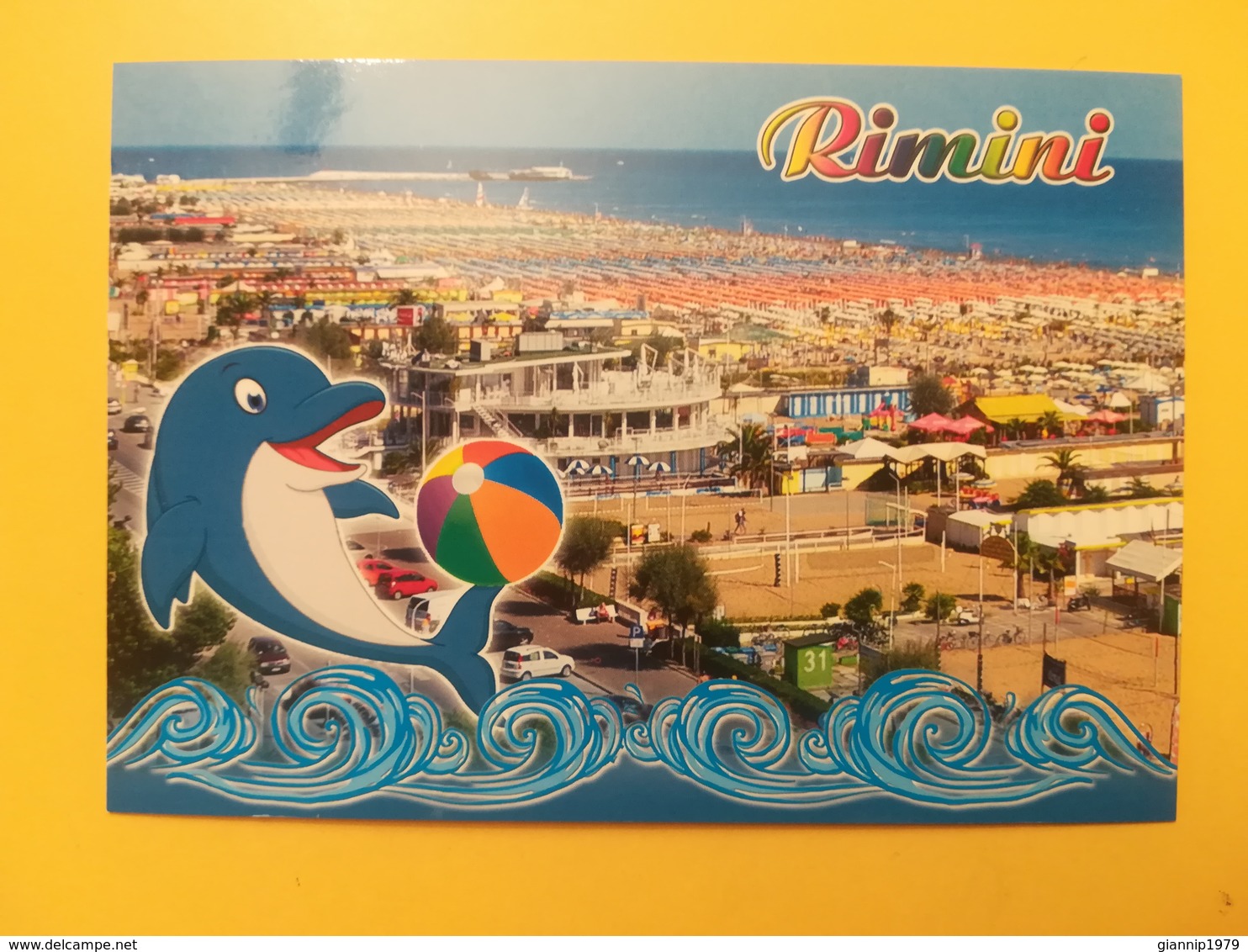 CARTOLINA POSTCARD ITALIA ITALY NUOVA RIMINI LUNGOMARE E SPIAGGIA CON STABILIMENTI BALNEARI MARE - Rimini