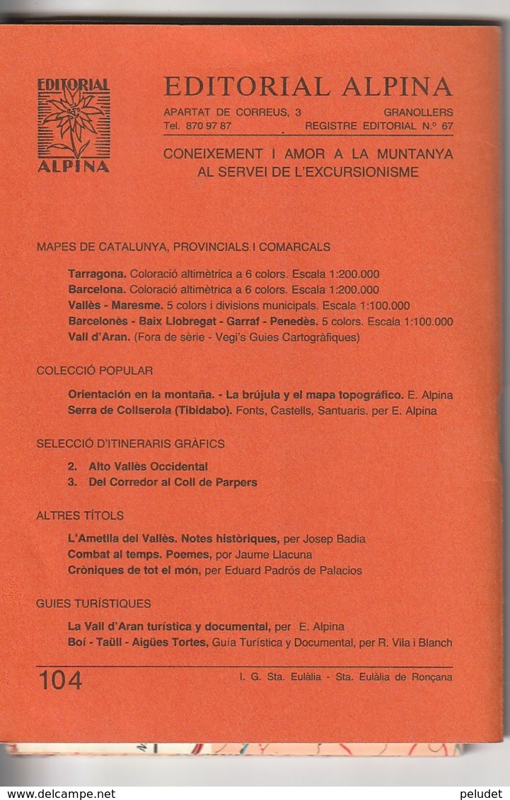 CINGLES DE BERTI I DE GALLIFA - GUIA CARTOGRAFICA - 1991 -  Usado / Utilisé - Mapas Topográficas