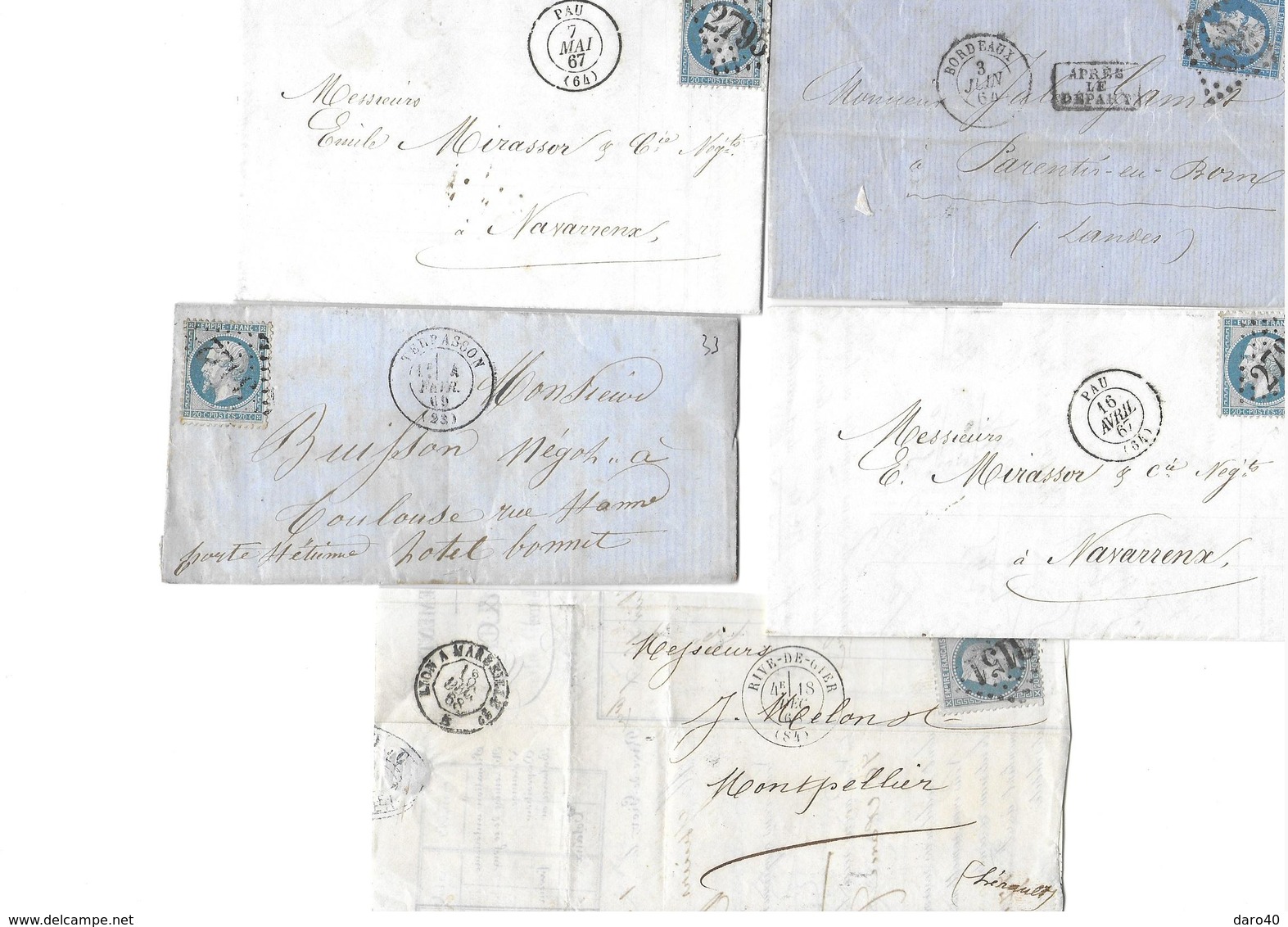 Lot De 15 Lettres Bien Type Napoléon , Cérès Et Une Taxé 1859 à 1873 - 1849-1876: Période Classique