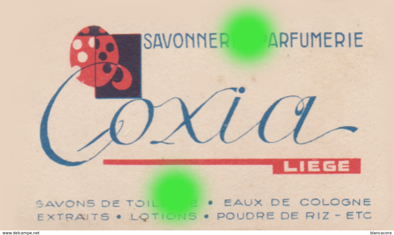 Ancienne Carte Publicitaire Parfumée Savonnerie Parfumerie COXIA à LIEGE / RARE - Oud (tot 1960)