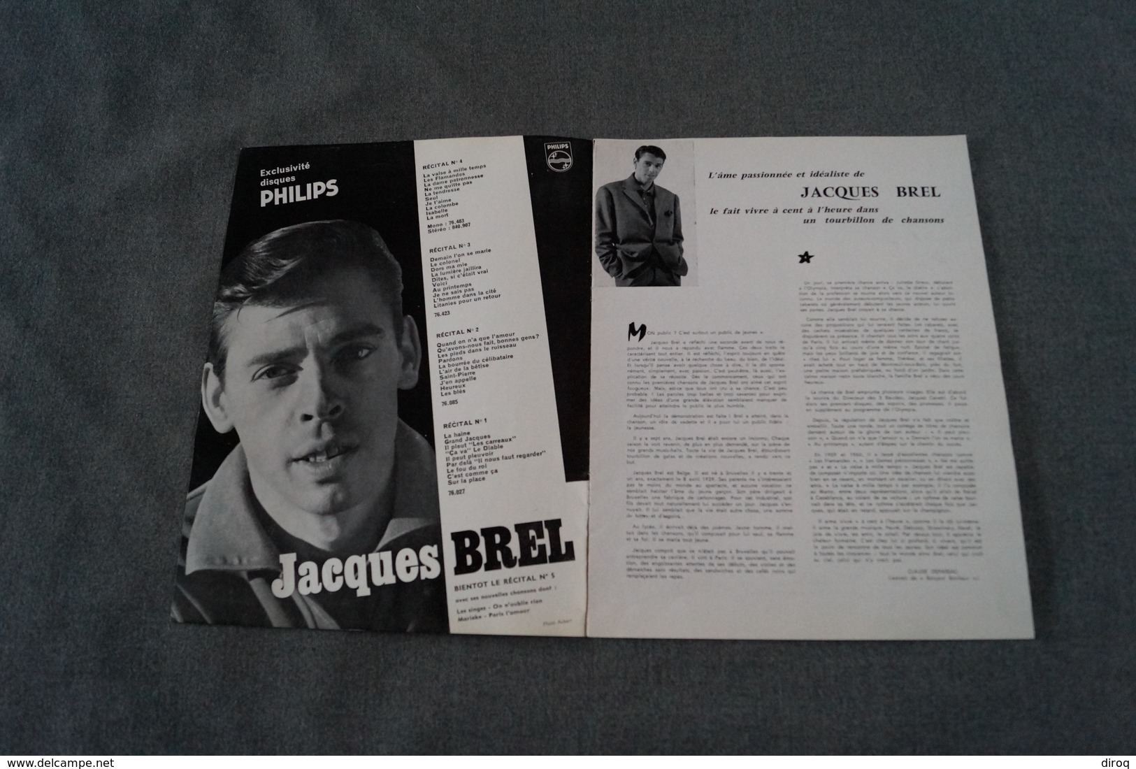 RARE,JACQUES BREL Superbe Programme Originale , Dédicace, Autographe,27 Cm. Sur 21 Cm. - Autres & Non Classés