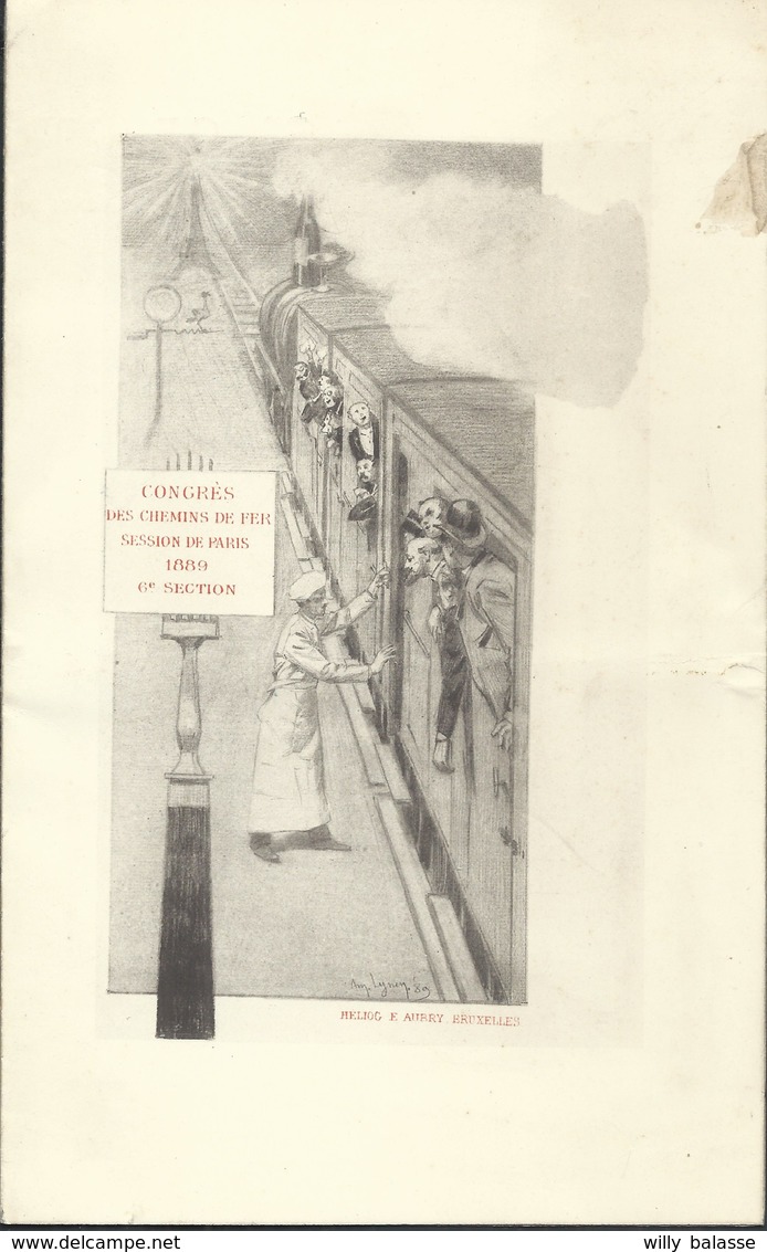 Menu 1889 Paris Congrès Des Chemins De Fer Illustré Train - Menus