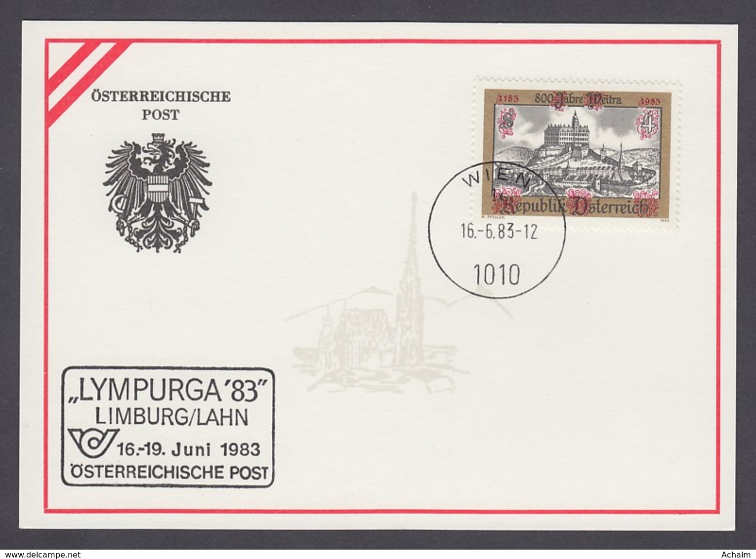 Österreich Austria - Anlasskarte - LYMPURGA '83 - Limburg - MiNr. 1740 (5) - Briefe U. Dokumente