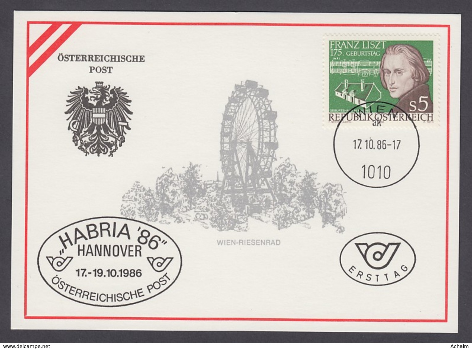 Österreich Austria - Anlasskarte - HABRIA '86 - Hannover - MiNr. 1866 (1) - Briefe U. Dokumente