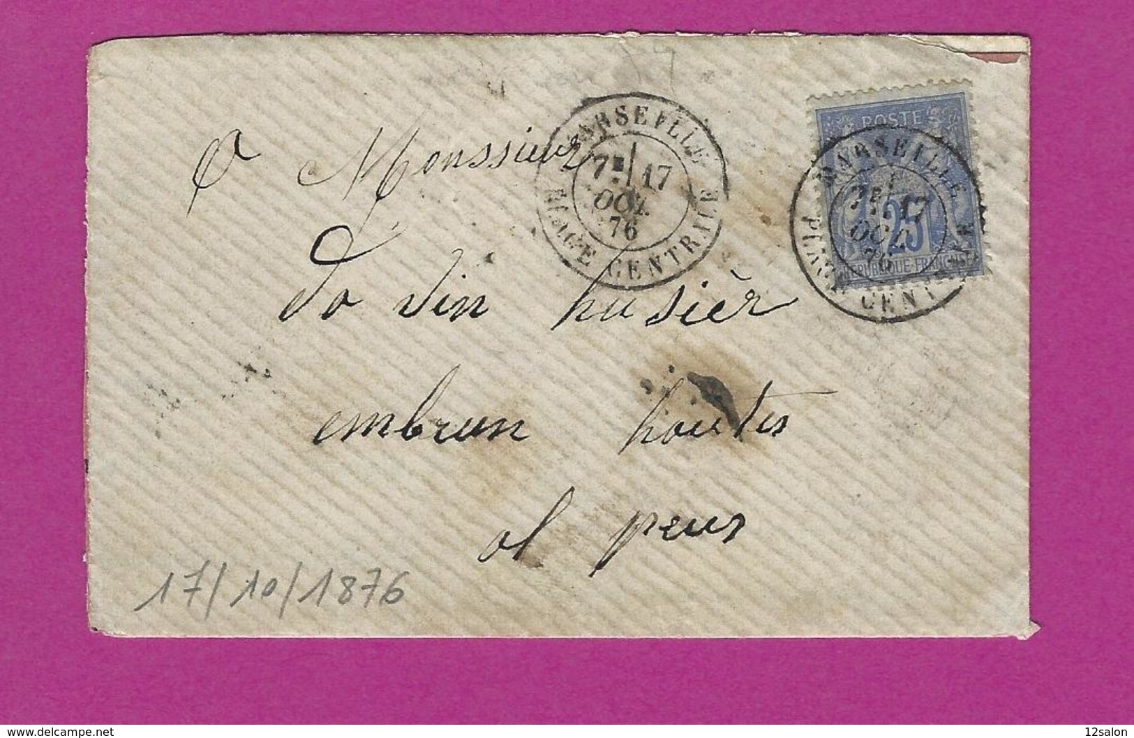 FRANCE Lettre Type SAGE De MARSEILLE 1876 - 1877-1920: Semi Modern Period