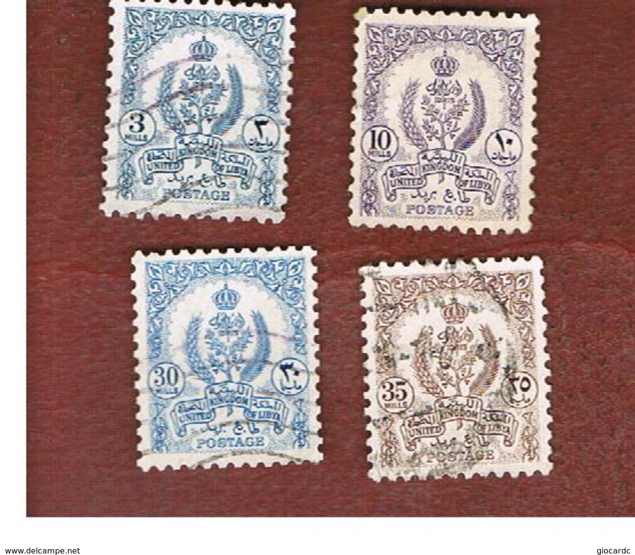 LIBIA  (LIBYA) -   SG 210.218   -  1955 COAT OF ARMS (ON WHITE PAPER)      -  USED° - Libia