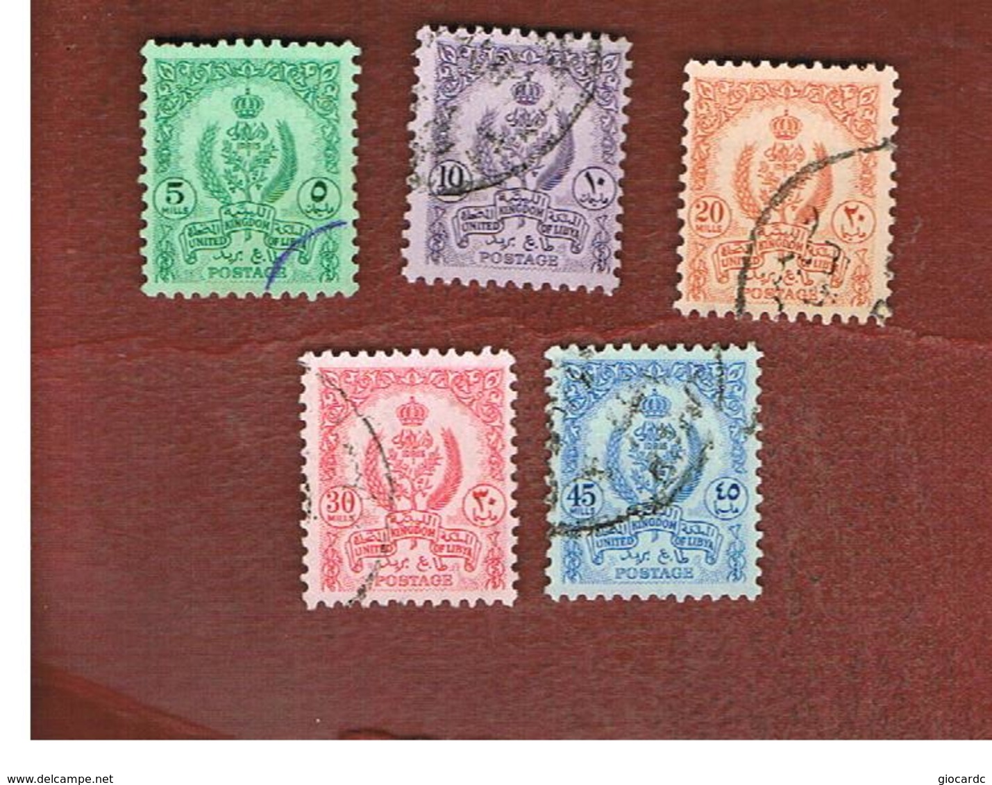 LIBIA  (LIBYA) -   SG 246.252   -  1960 COAT OF ARMS (ON COLOURED PAPER)      -  USED° - Libië