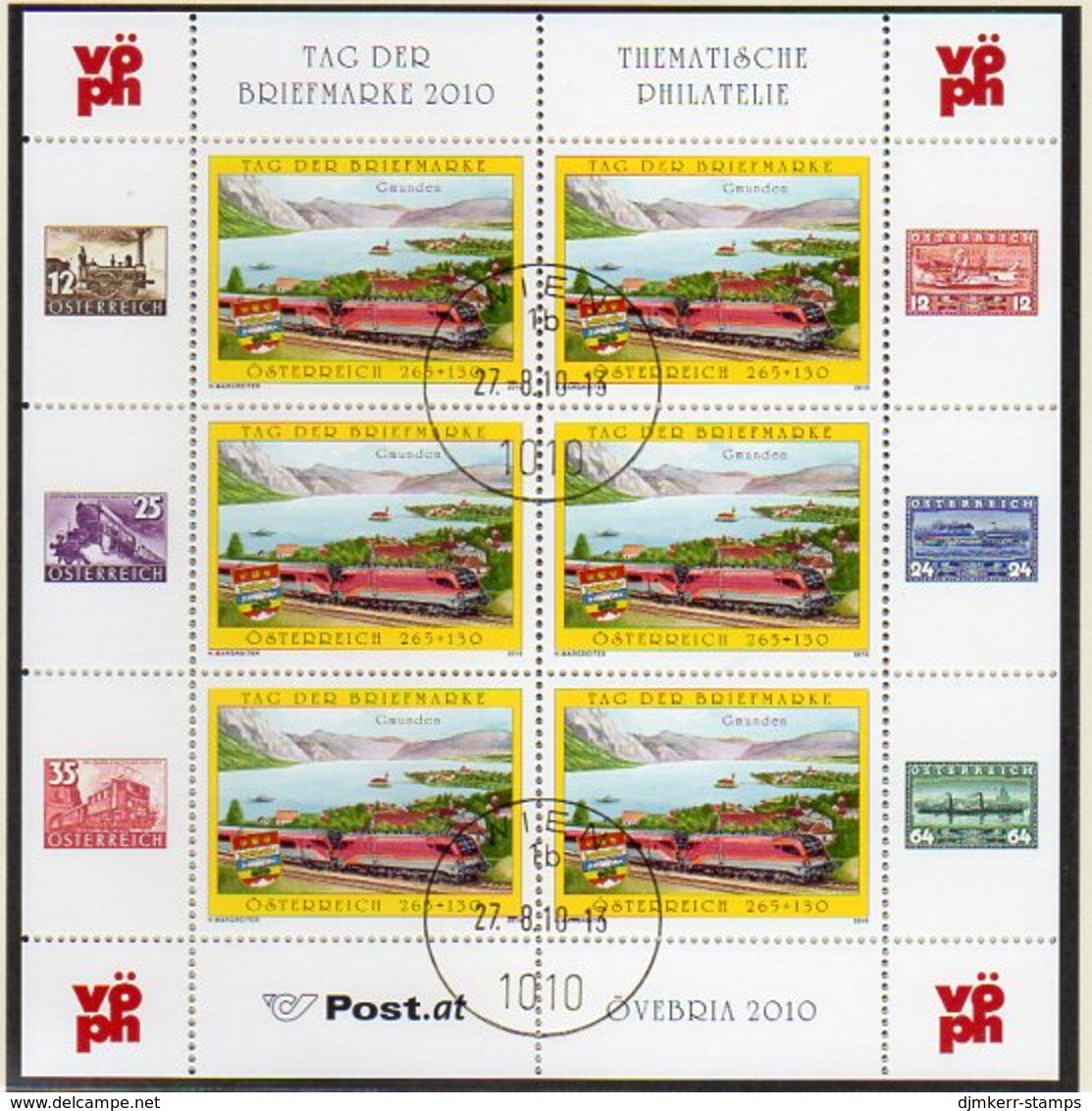AUSTRIA 2010 Stamp Day Sheetlet, Cancelled.  Michel 2887 Kb - Blocks & Sheetlets & Panes