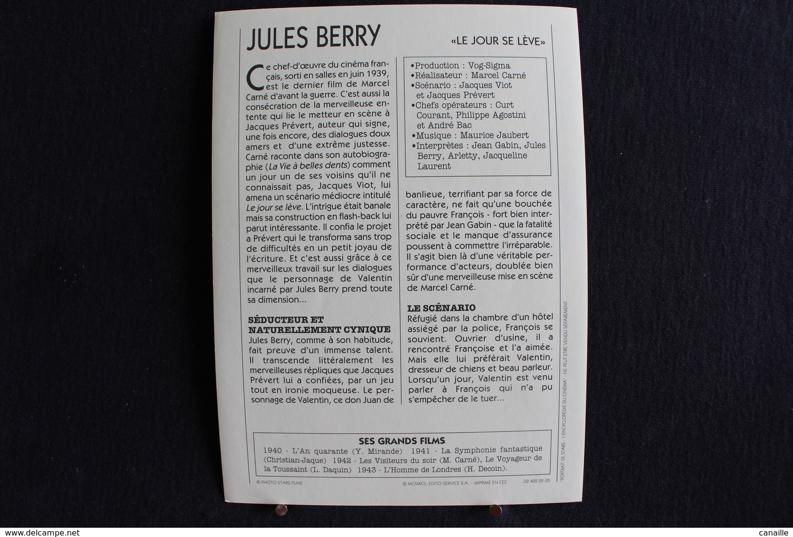 Sp-Acteur/ 1939 - Jules Berry Est Un Acteur Et Réalisateur Français, Né En 1883 à Poitiers, Mort En 1951 à Paris XIVe. - Acteurs