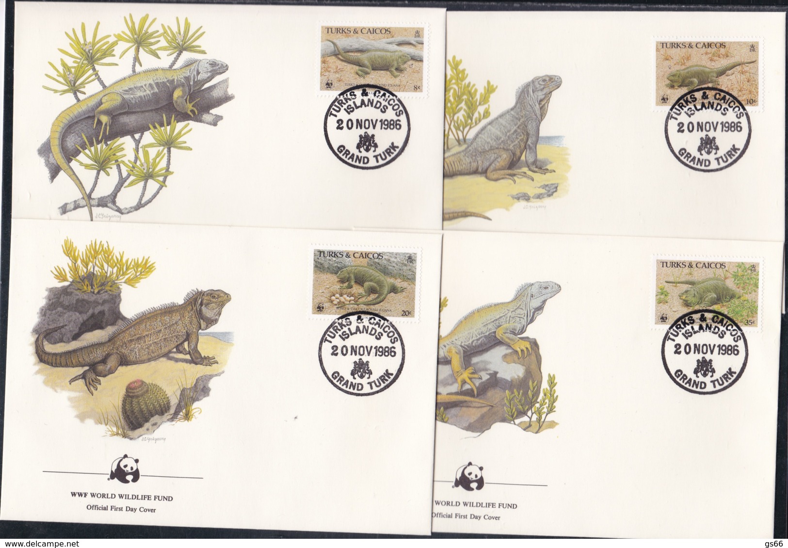 1986, Turk & Caicos, 777/81,  WWF. Natur- Und Umweltschutz: Leguan, Conservation: Iguana, FDC - Turks & Caicos