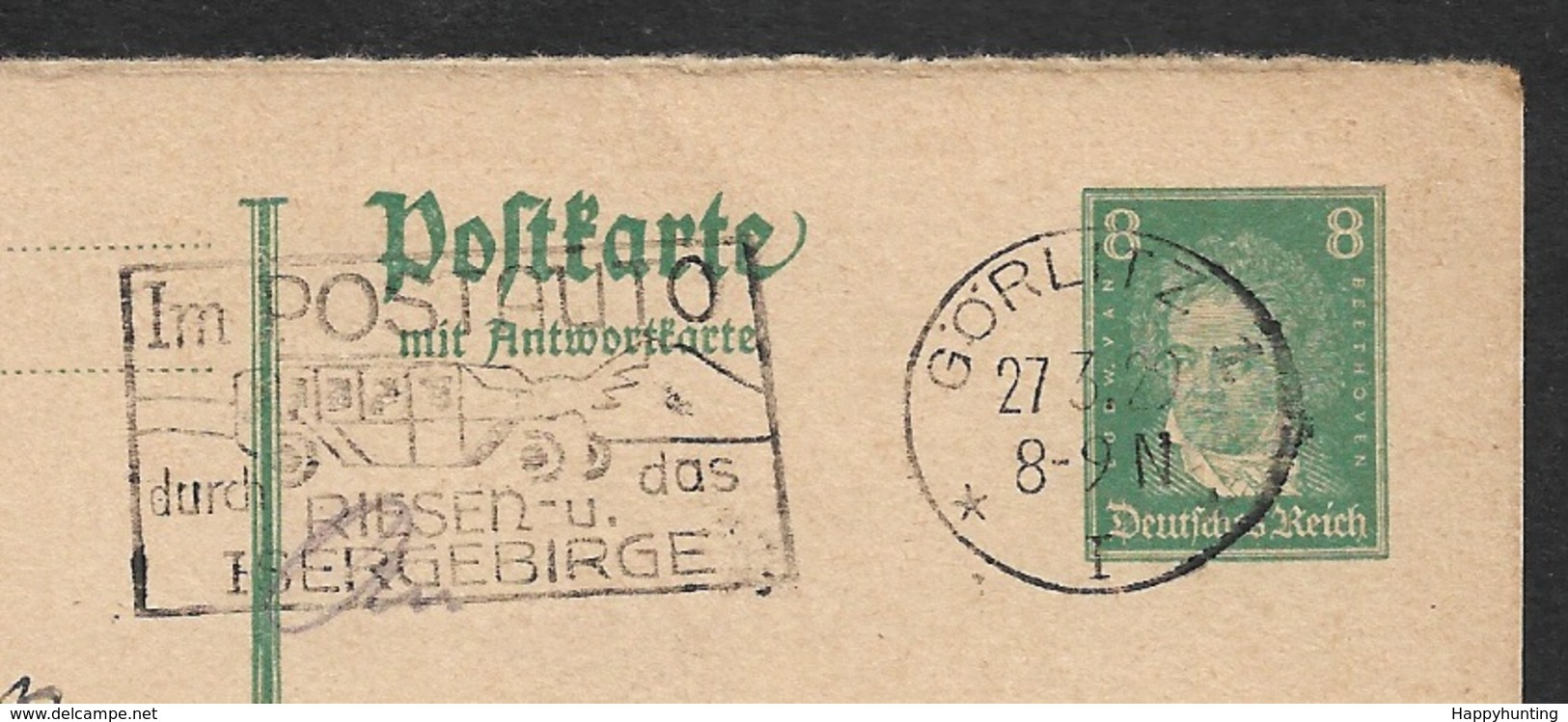1929 - GS 8Pfg (Mi.PP104) SonderStpl 27.3.29. GÖRLITZ - IM POSTAUTO DURCH DAS RIESENGEBIRGE - Sonstige & Ohne Zuordnung