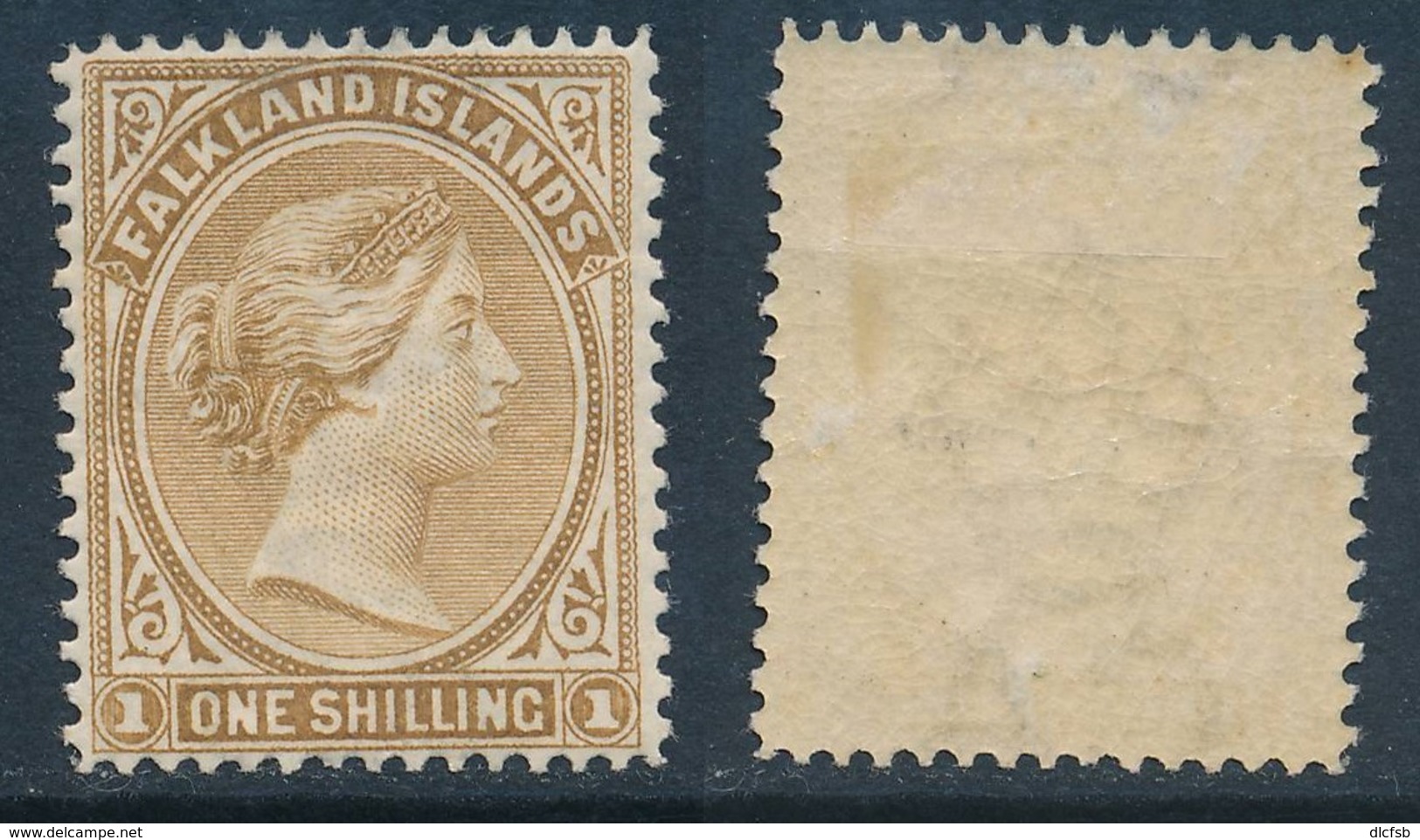 FALKLANDS, 1891 1/- Yellow-brown MM, SG38, Cat £75 - Falklandeilanden