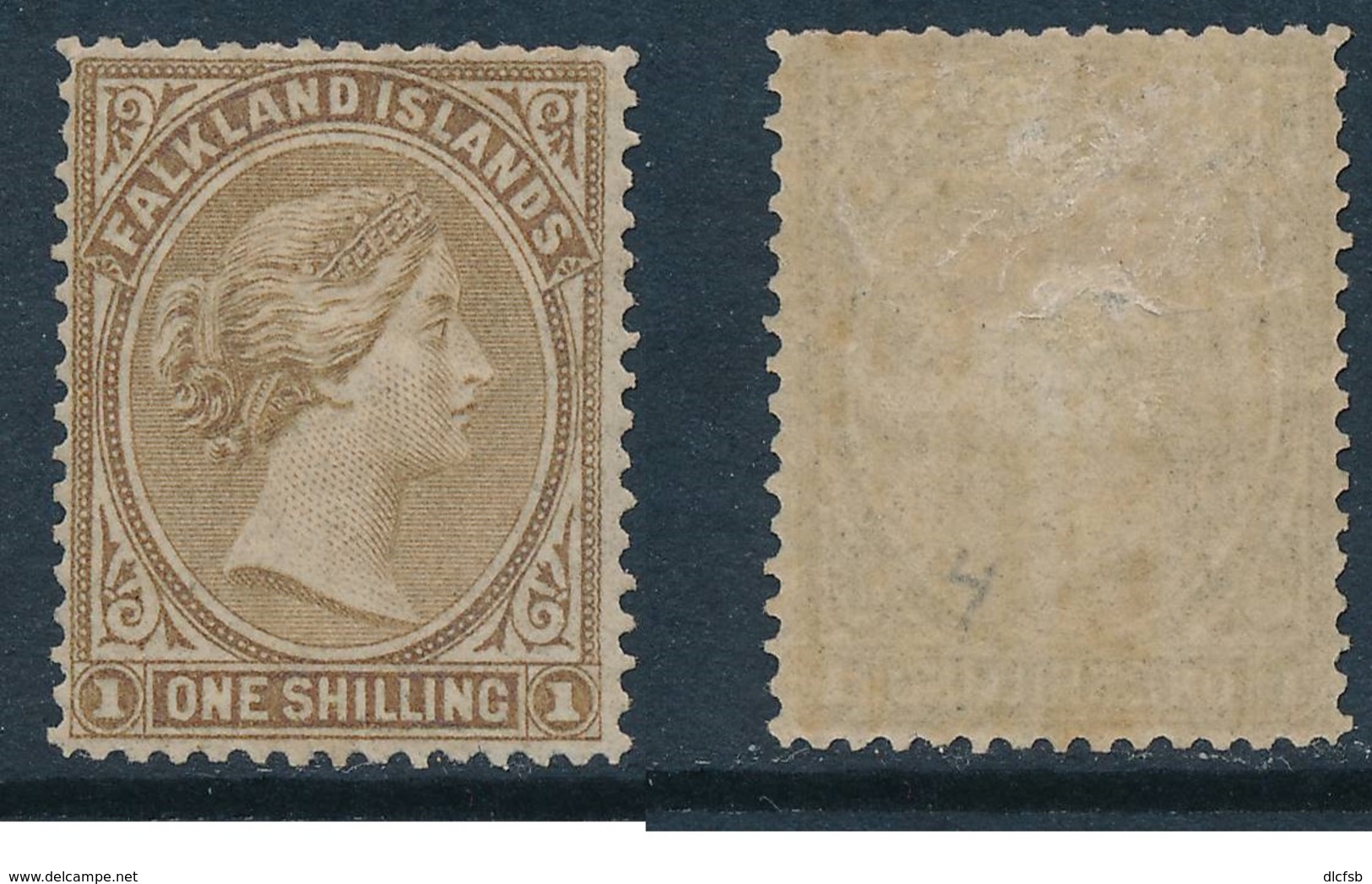 FALKLANDS, 1878 1/- Bistre-brown, No Wmk  Fine MM, SG4, Cat £85 - Falklandeilanden