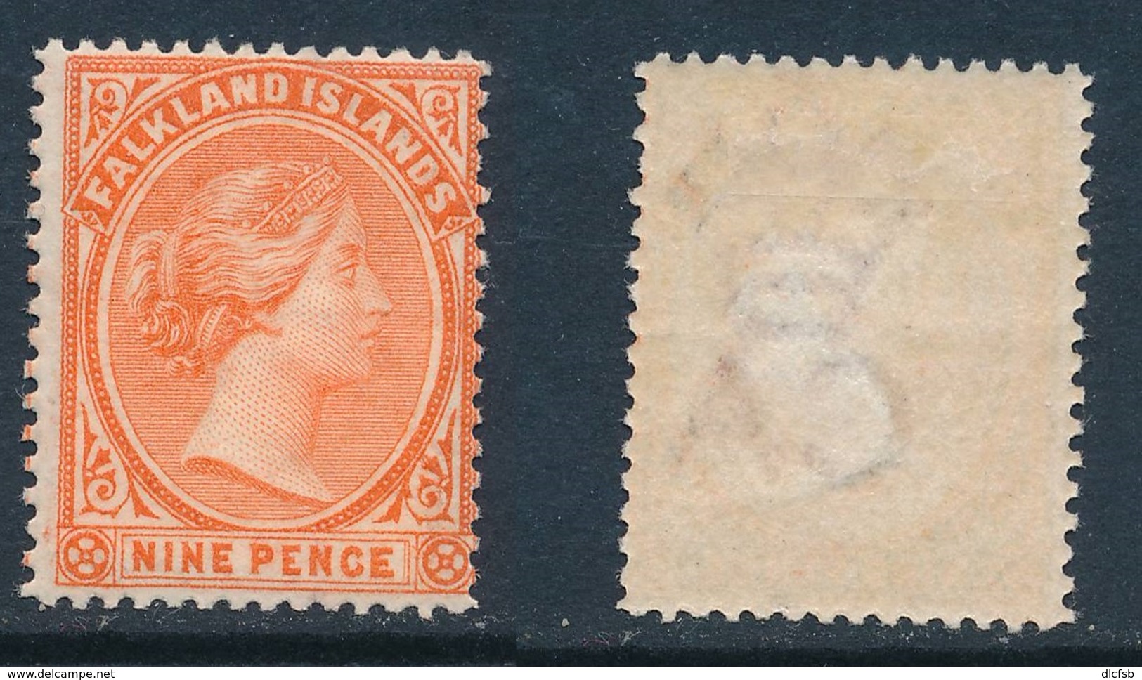FALKLANDS, 1891 9d Pale Reddish Orange Fine Light MM, SG35, Cat £60 - Falklandeilanden