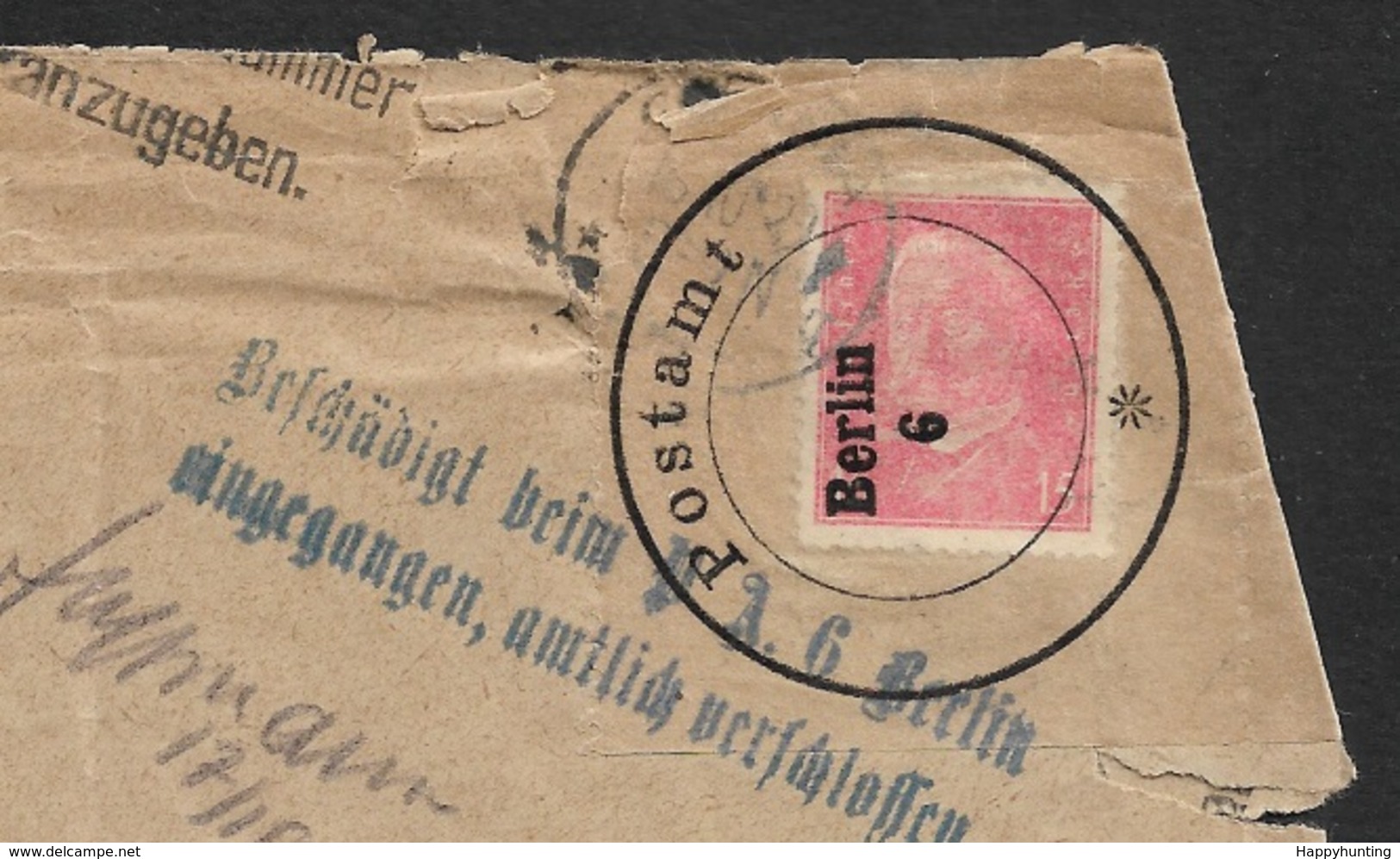 1929 - Dt.Reich 8Pf EF(Mi.414) - Stempel BESCHÄDIGT BEIM P.A 6 BERLIN / EINGEGANGEN AMTLICH VERSCHLOSSEN - Selten - Briefe U. Dokumente