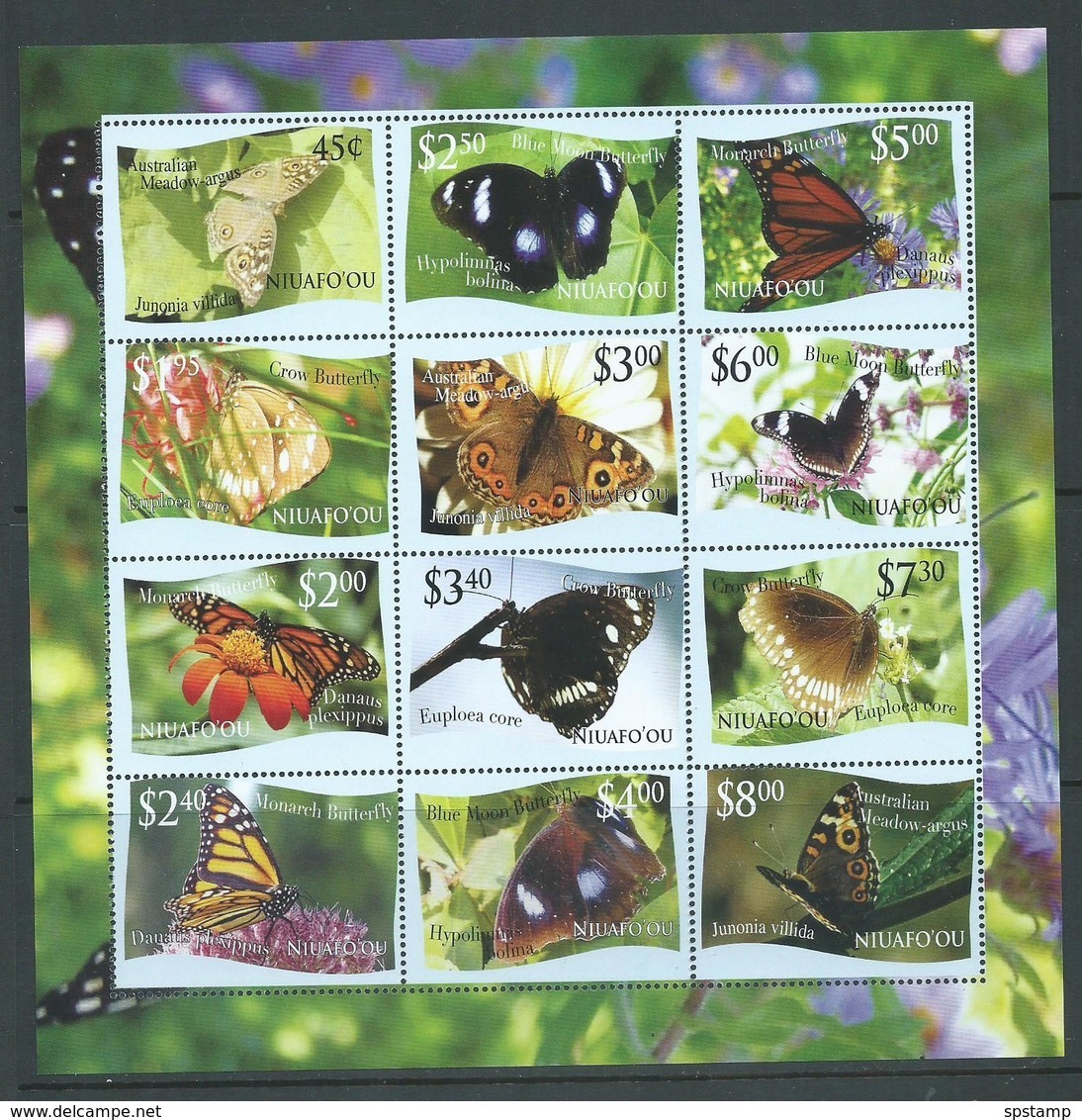 Tonga Niuafo'ou 2012 Butterfly Sheet Of 12  MNH - Tonga (1970-...)