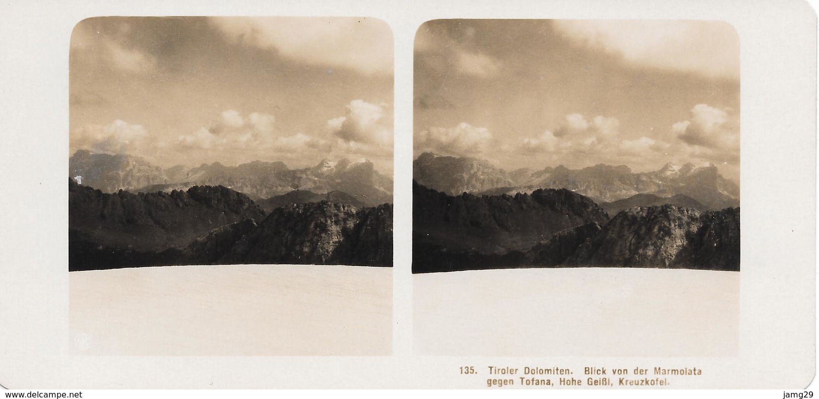 Oostenrijk/Austria, Stereoscoopfoto, Tiroler Dolomiten, Blick Von Der Marmolata, Ca. 1920 - Stereoscoop