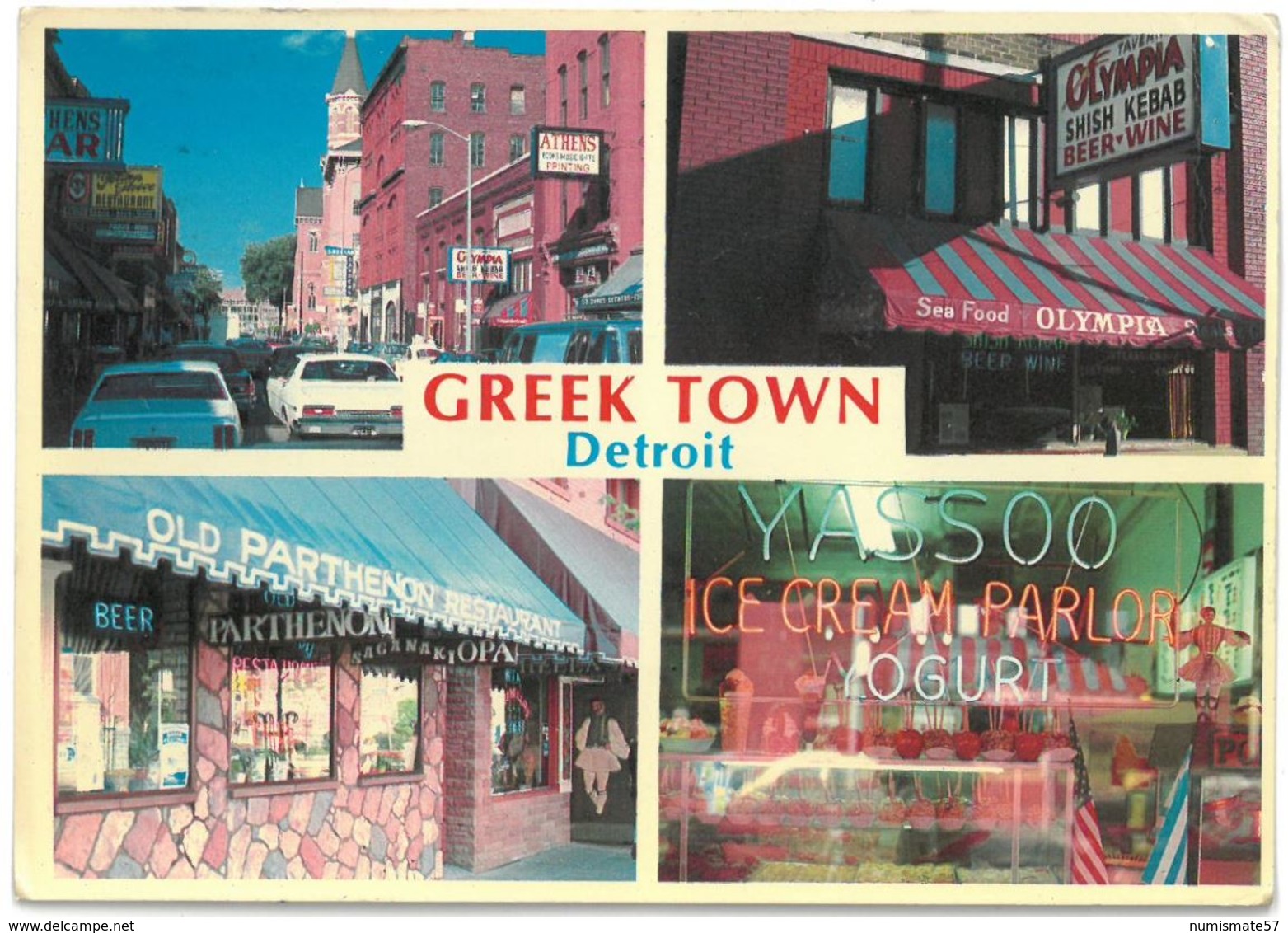 CP DETROIT ( Michigan ) - GREEKTOWN - GREEK TOWN - 4 Vues - 4 Views - Detroit