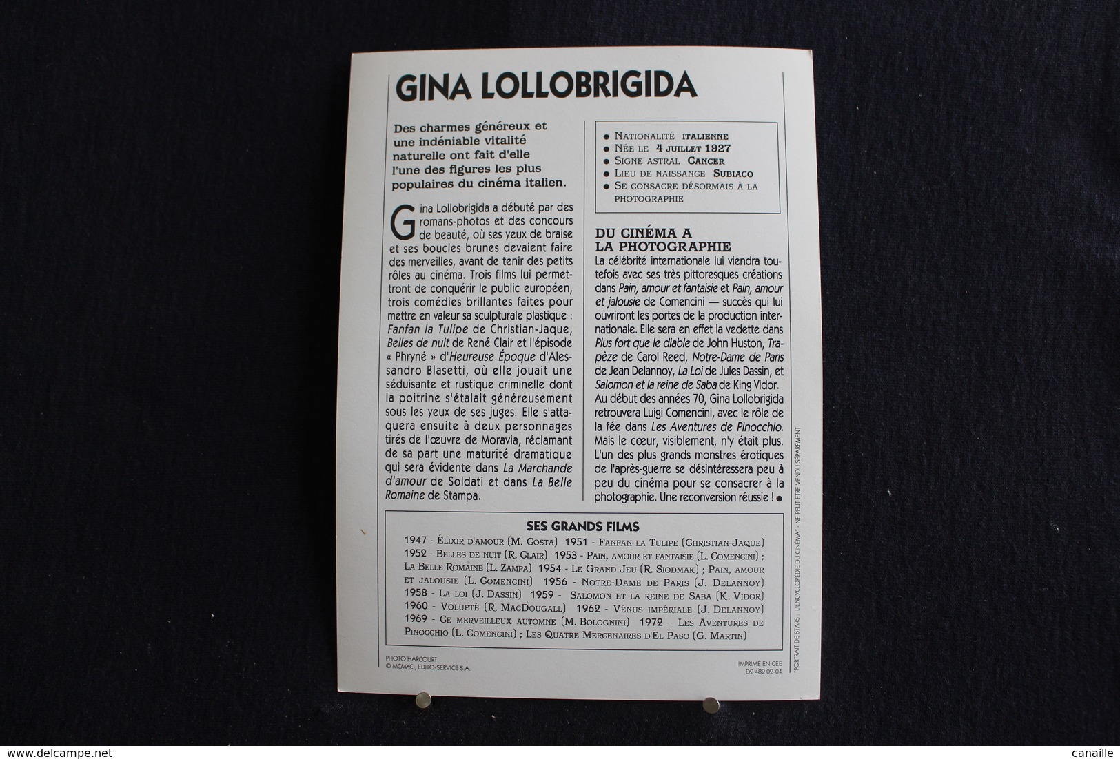 Sp-Actrice, 1960 - Gina Lollobrigida  Est Une Actrice Et Photographe Italienne, Née Le 4 Juillet 1927 à Subiaco - Acteurs